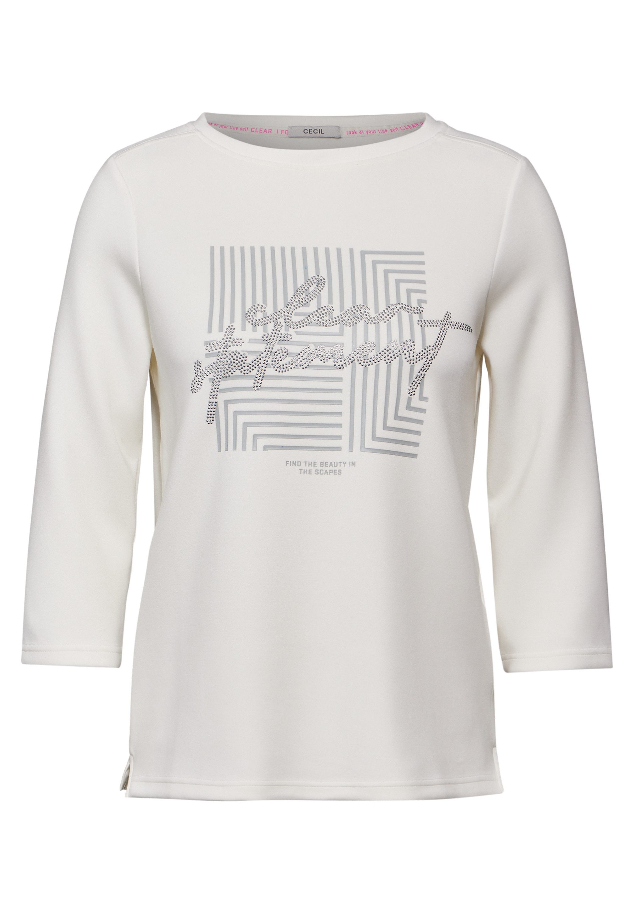 Cecil Shirt met 3/4 mouwen met grafische print en siernagels