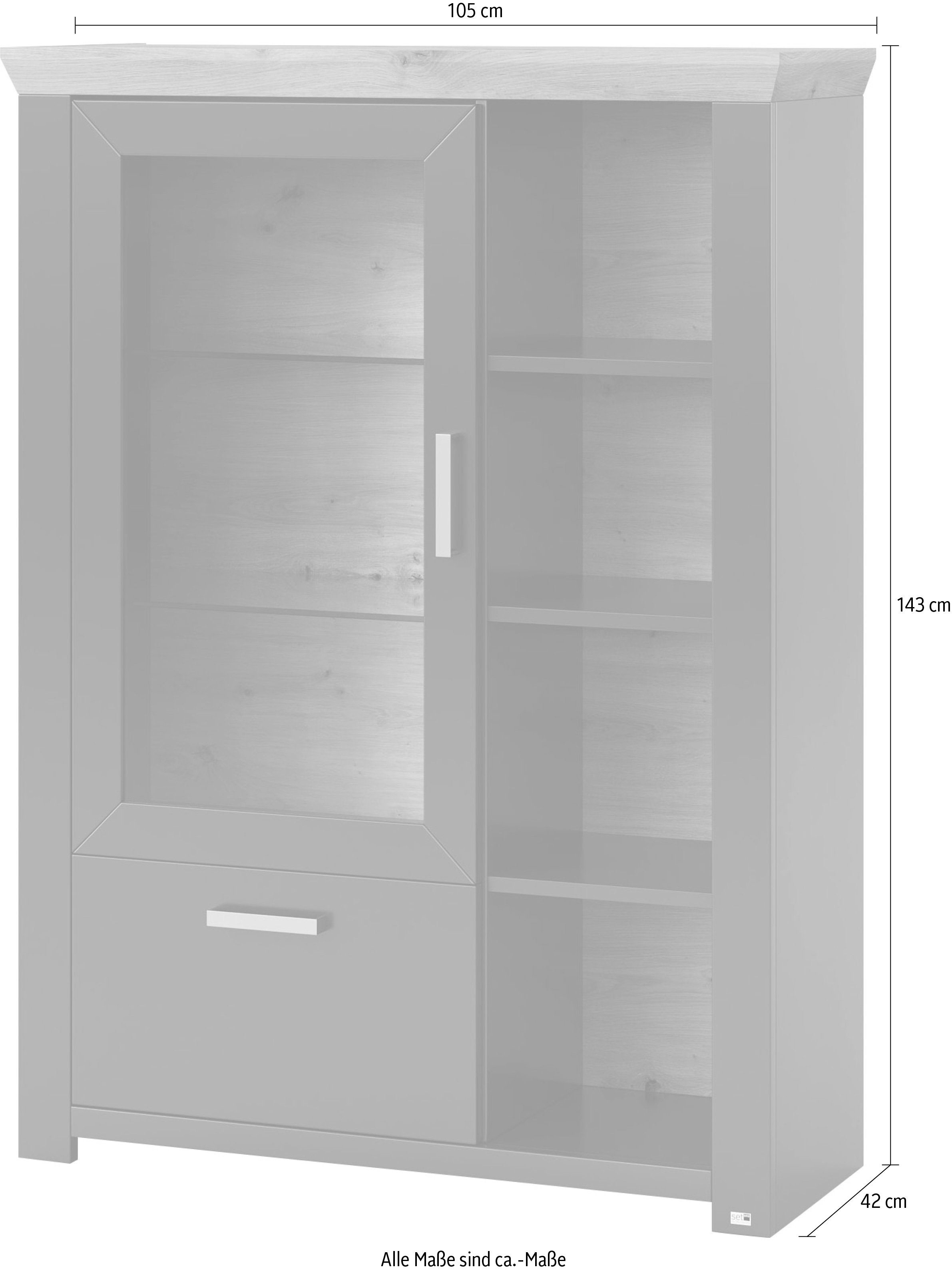 set one by Musterring Highboard York Type 13 en 14, met Glazendeur en lade, 3 kleurvarianten, B 105 cm