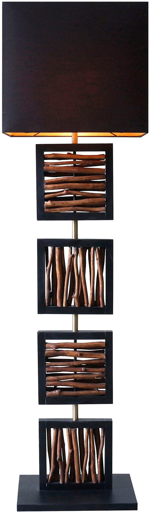 SalesFever Staande lamp Drijfhout Scherm binnenin goudkleur (1 stuk)