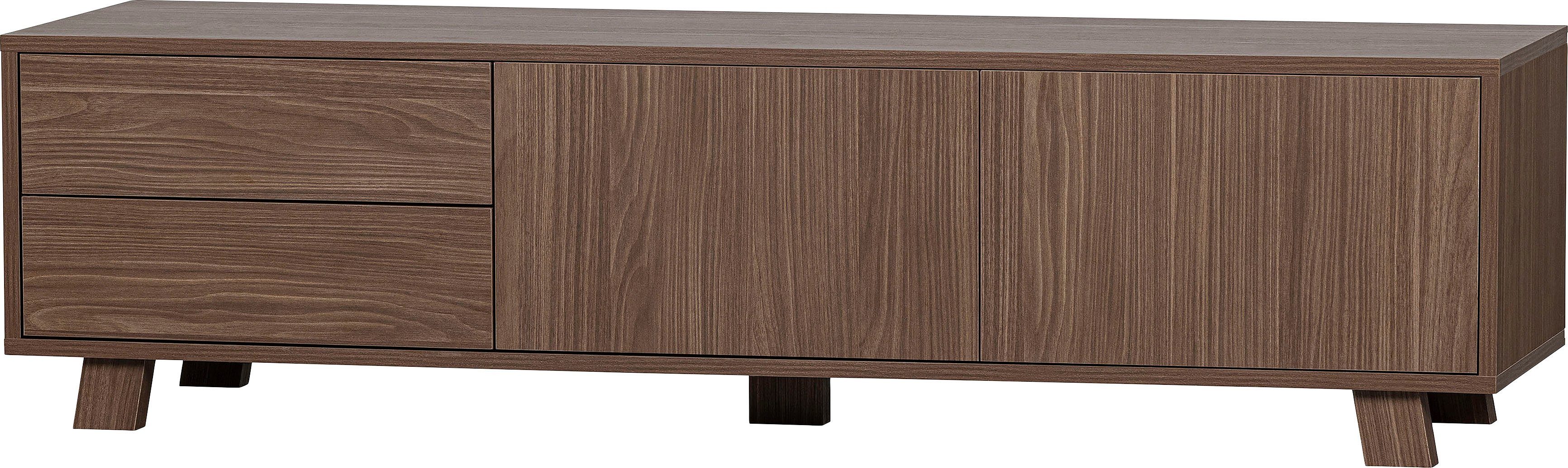 WOOOD Tv-meubel Seppe TV-dressoir Walnootfineer met duidelijk zichtbare nerf, H 42 cm x B 160 cm
