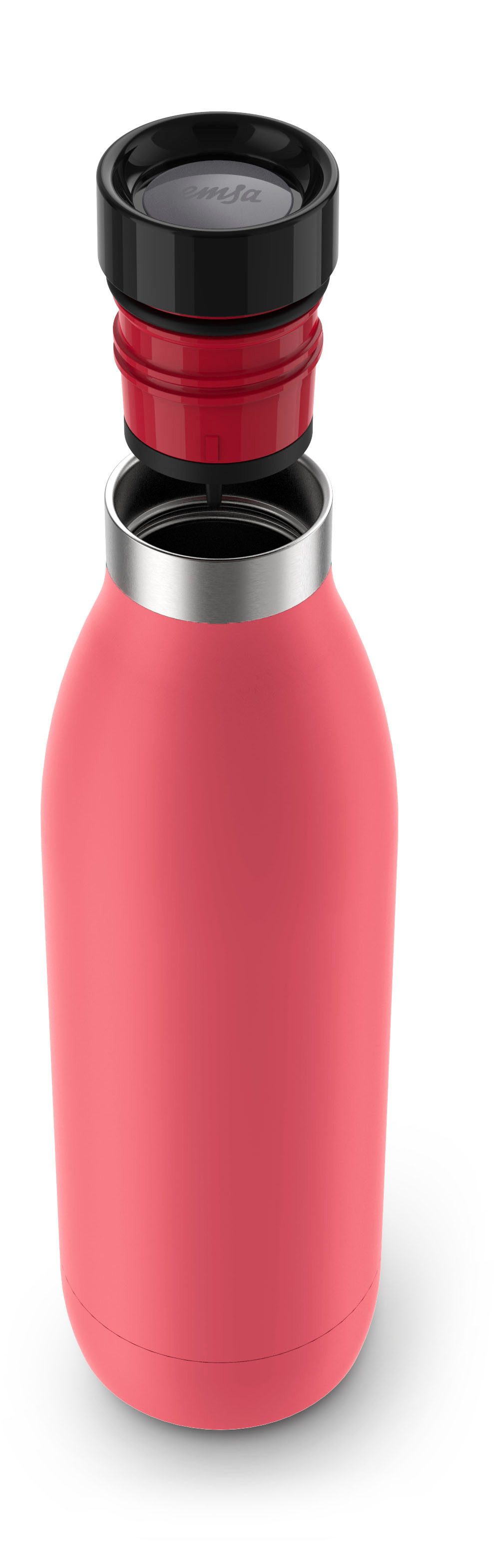 Emsa Thermosfles Drinkfles Bludrop Roestvrij staal, Quick-Press deksel, 360° drinkplezier, 12 uur warm/24 uur koel (1-delig)
