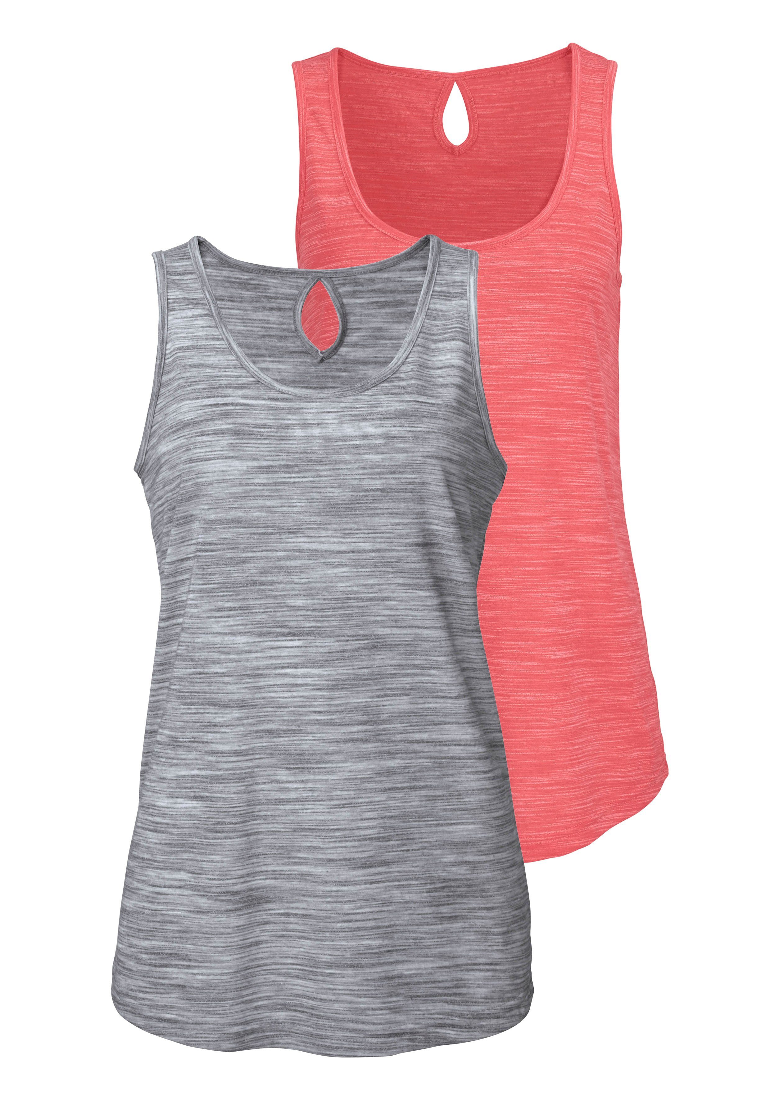 Beachtime Tanktop Met structuureffect in een gemakkelijk te onderhouden kwaliteit (Set van 2) dames tanktops maat 36/38 oranje