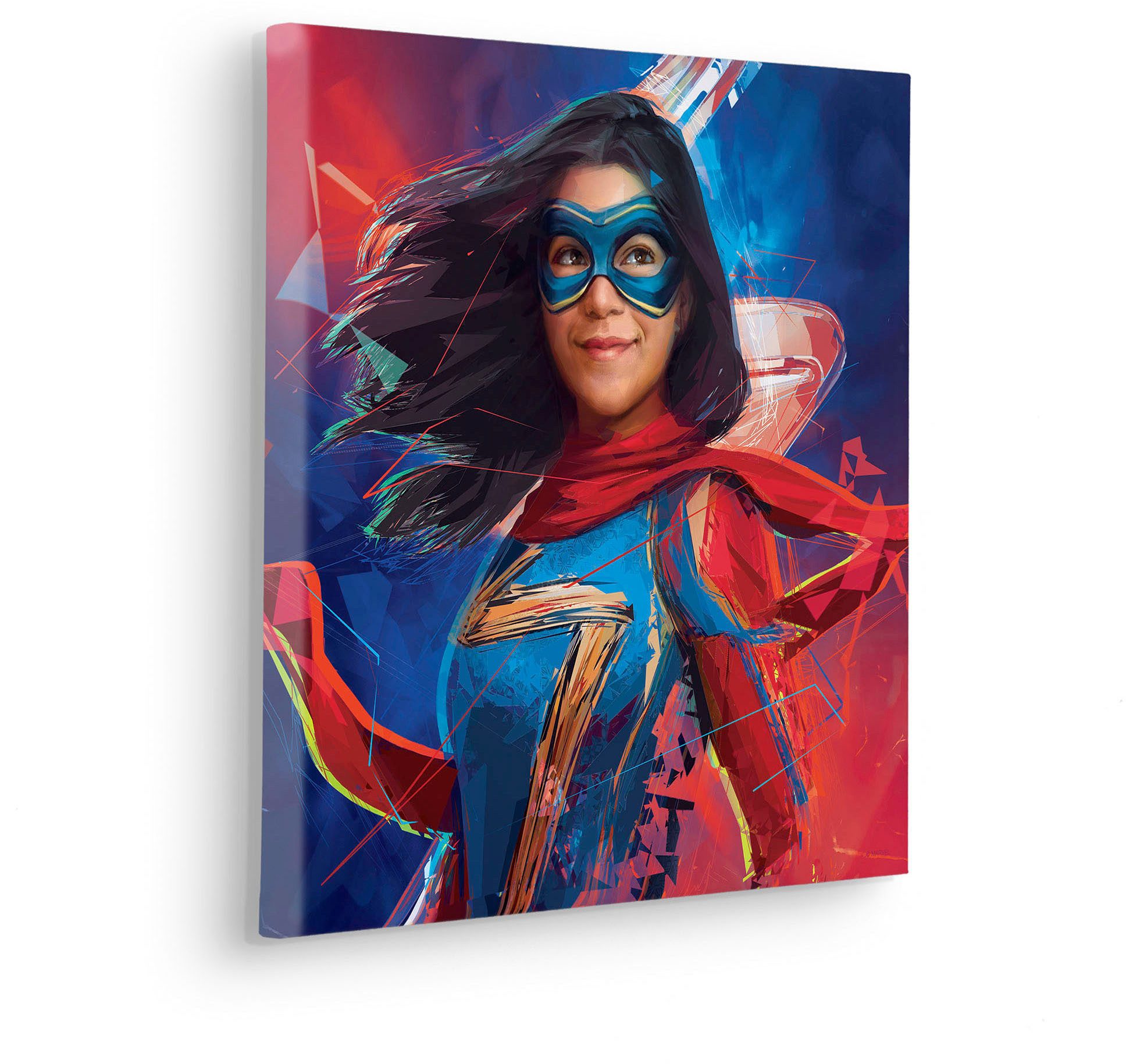 Komar Artprint op linnen Miss Marvel - Afmeting 40 x 40 cm Canvasdoek met echt houten frame, kinderkamer (1 stuk)