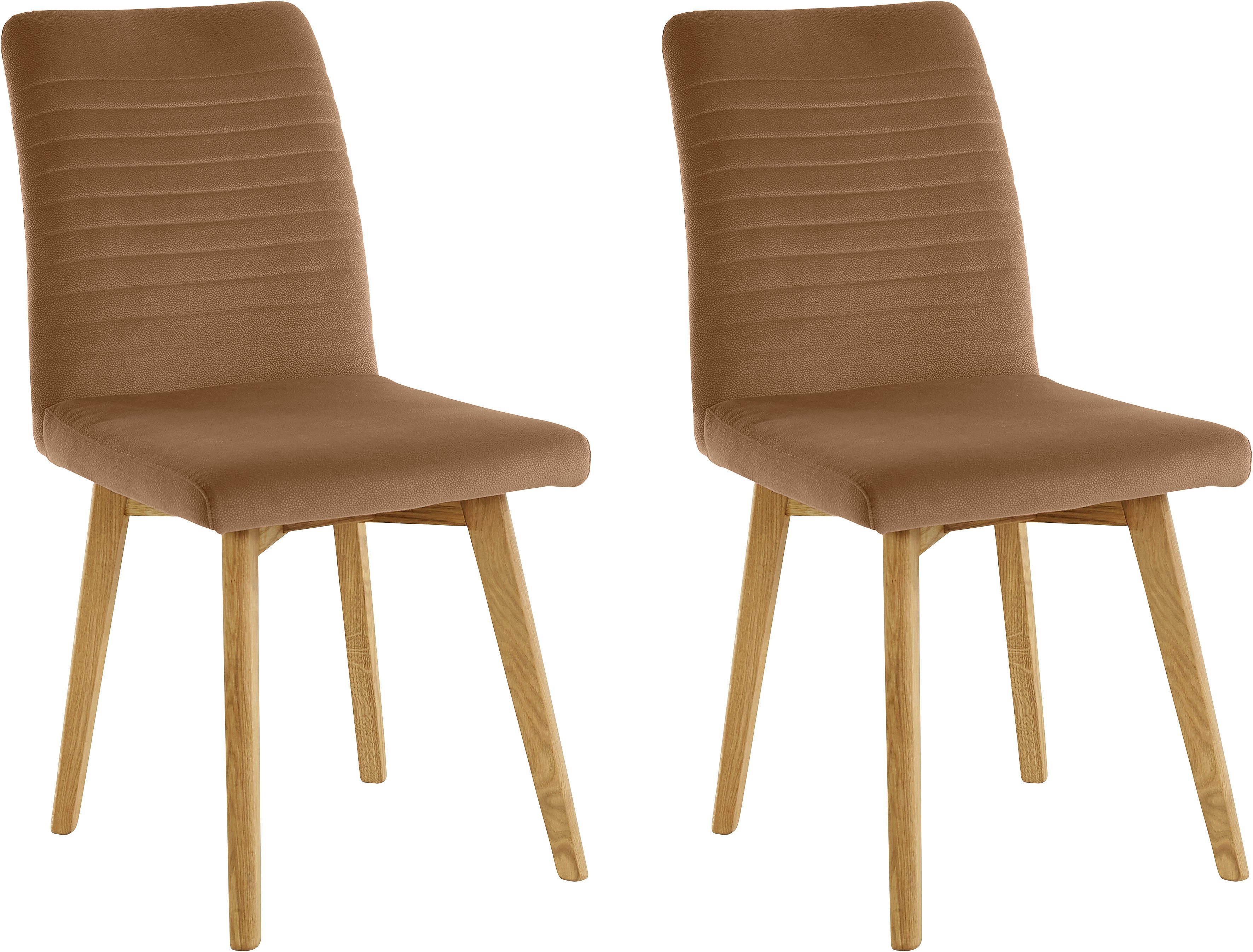 OTTO products Eetkamerstoel Alessja Bekleding van microvezel, frame van eiken massief hout (set, 2 stuks) 4 poot stoelen geel