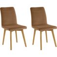 otto products stoel alessja bekleding van microvezel, frame van eiken massief hout (set, 2 stuks) geel