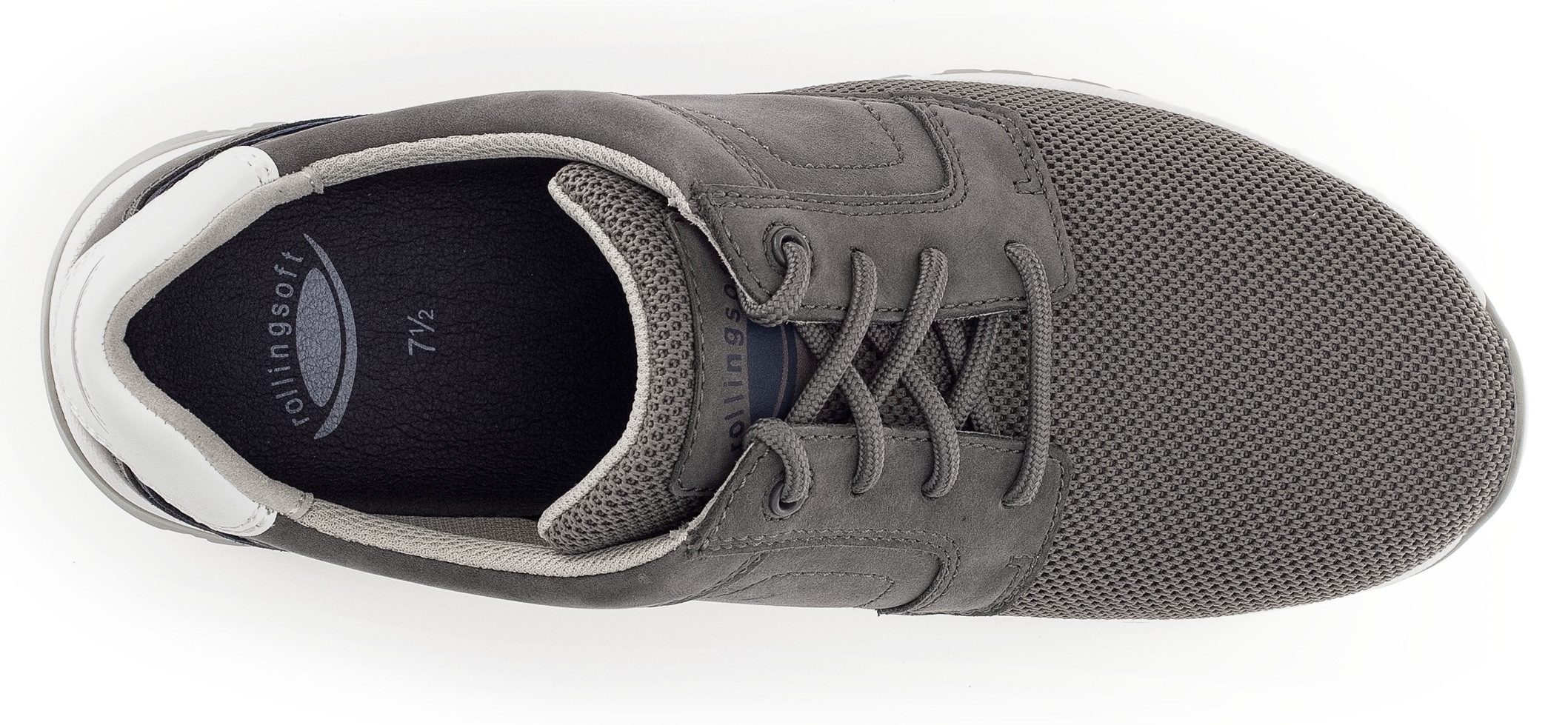 Gabor Rollingsoft Sneakers met sleehak , vrijetijdsschoen, lage schoen, veterschoen met decoratieve stiksels, g-breedte