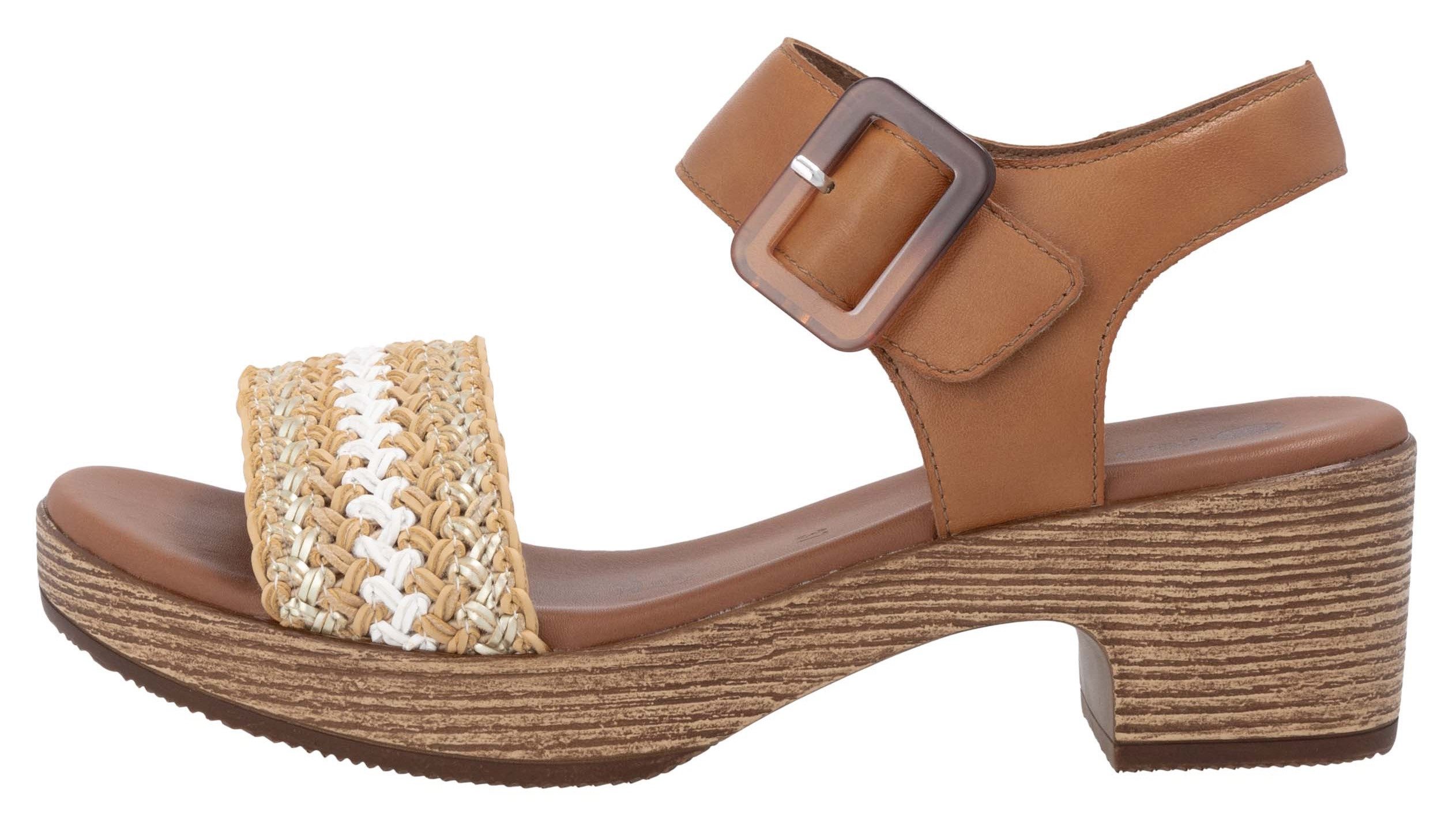 Remonte Sandaaltjes , blockhak, plateau, sandaal, zomerschoen met bandage in jute-look