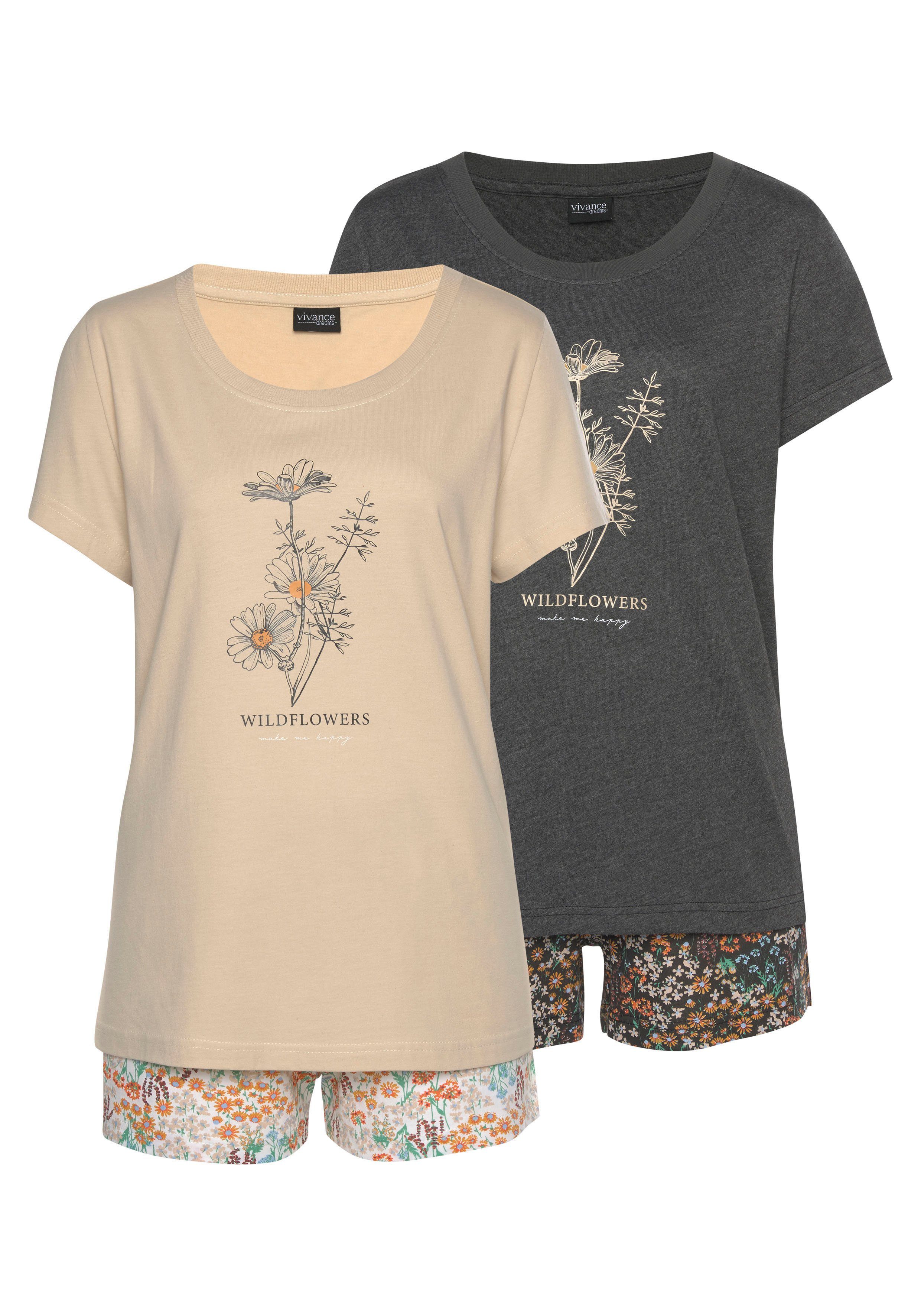 Vivance Dreams Shortama met frontprint (4-delig, Set van 2)
