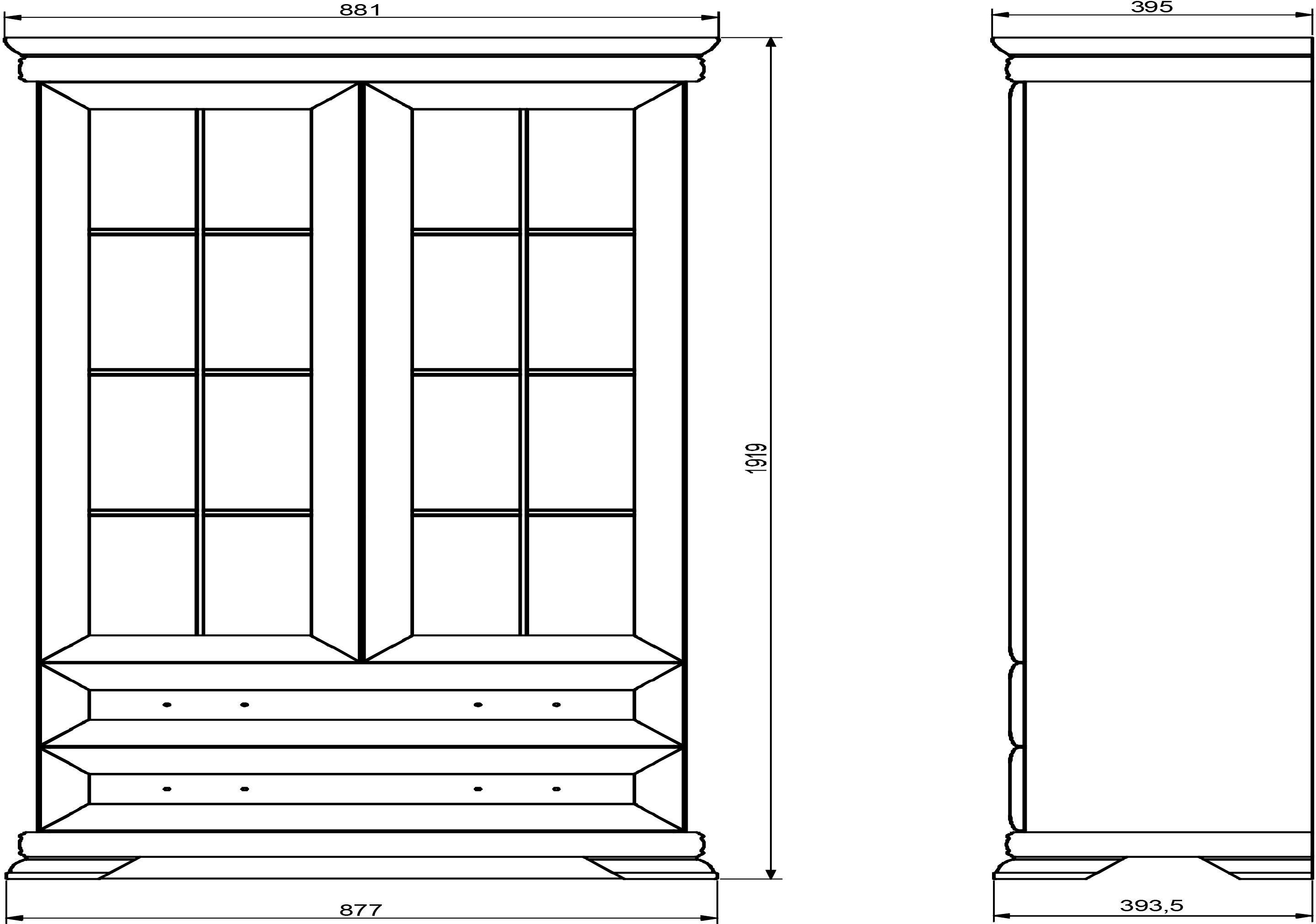 Home affaire Vitrinekast Royal Hoogte ca. 192 cm, getinte glazen panelen