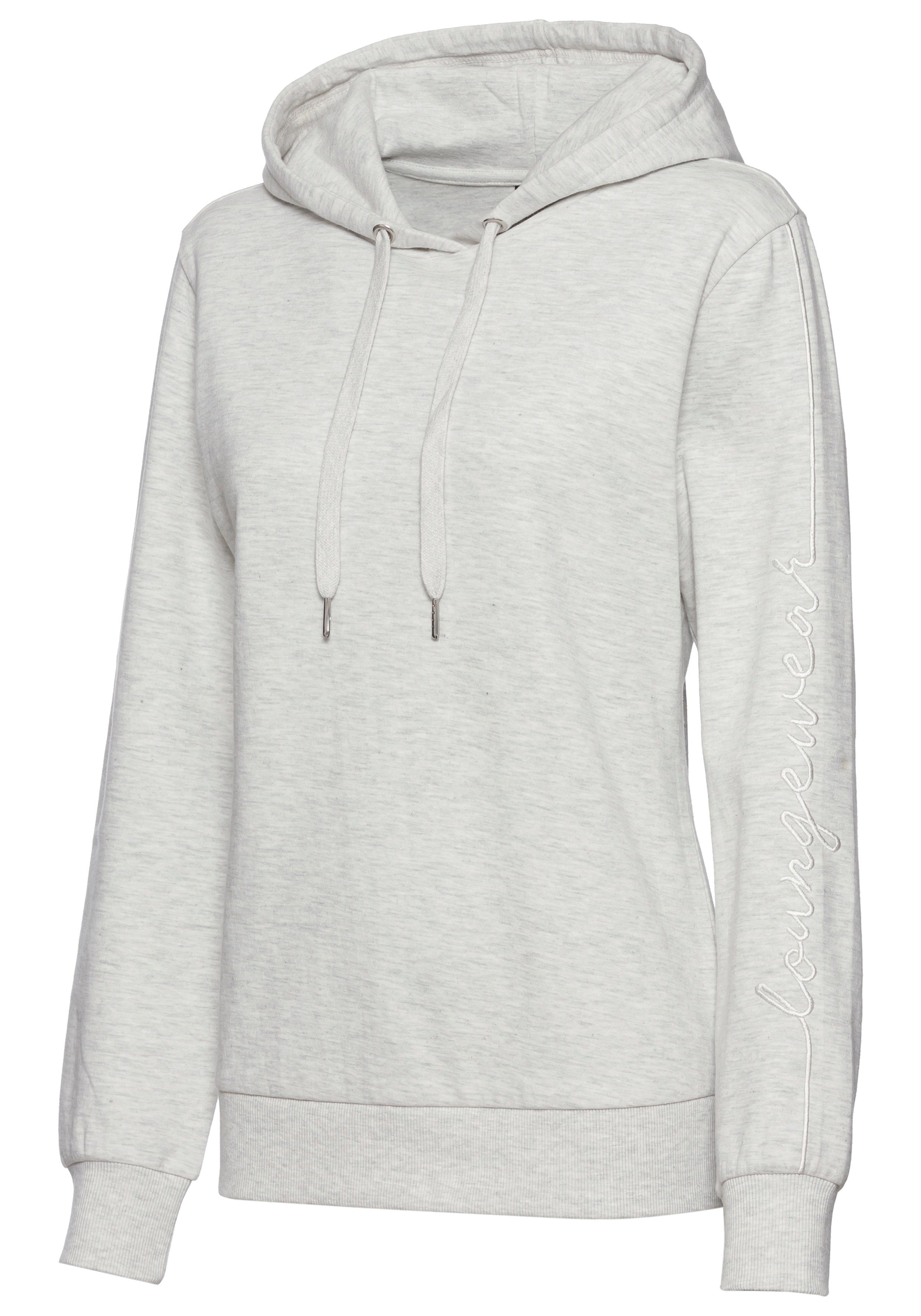 Vivance Hoodie met zij-loungewear borduring, loungeshirt