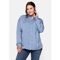 sheego blouse met lange mouwen van lyocell met een overhemdkraag blauw