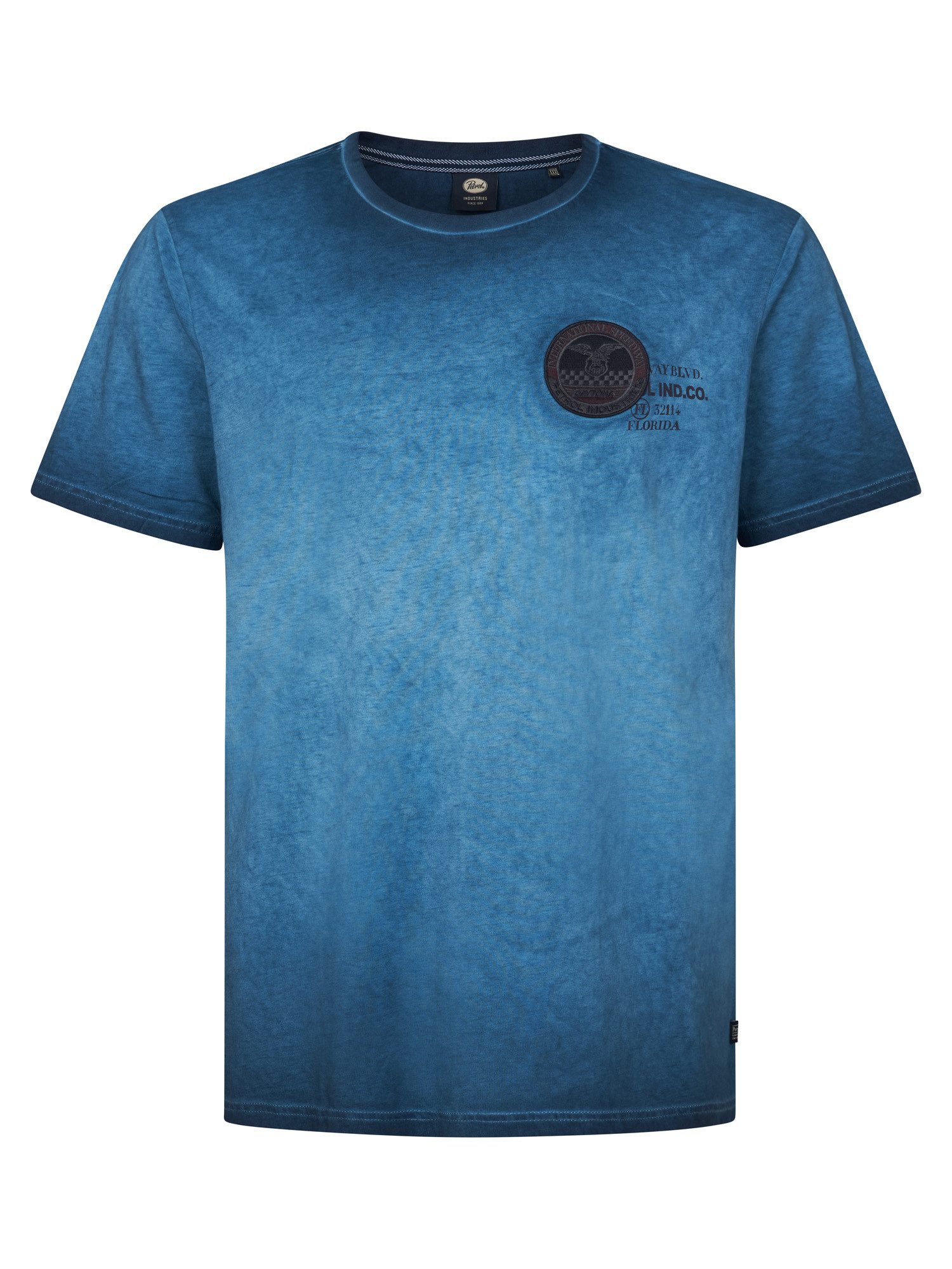 Petrol Industries Shirt met ronde hals met geborduurd logo