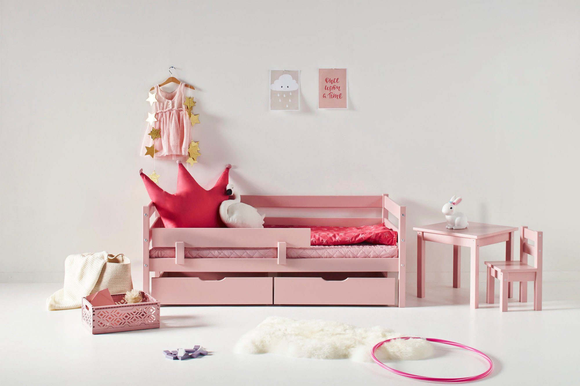 Hoppekids 1-persoonsledikant ECO Comfort kinderbed, massief grenenhout, tienerbed inclusief lattenbodem (set)