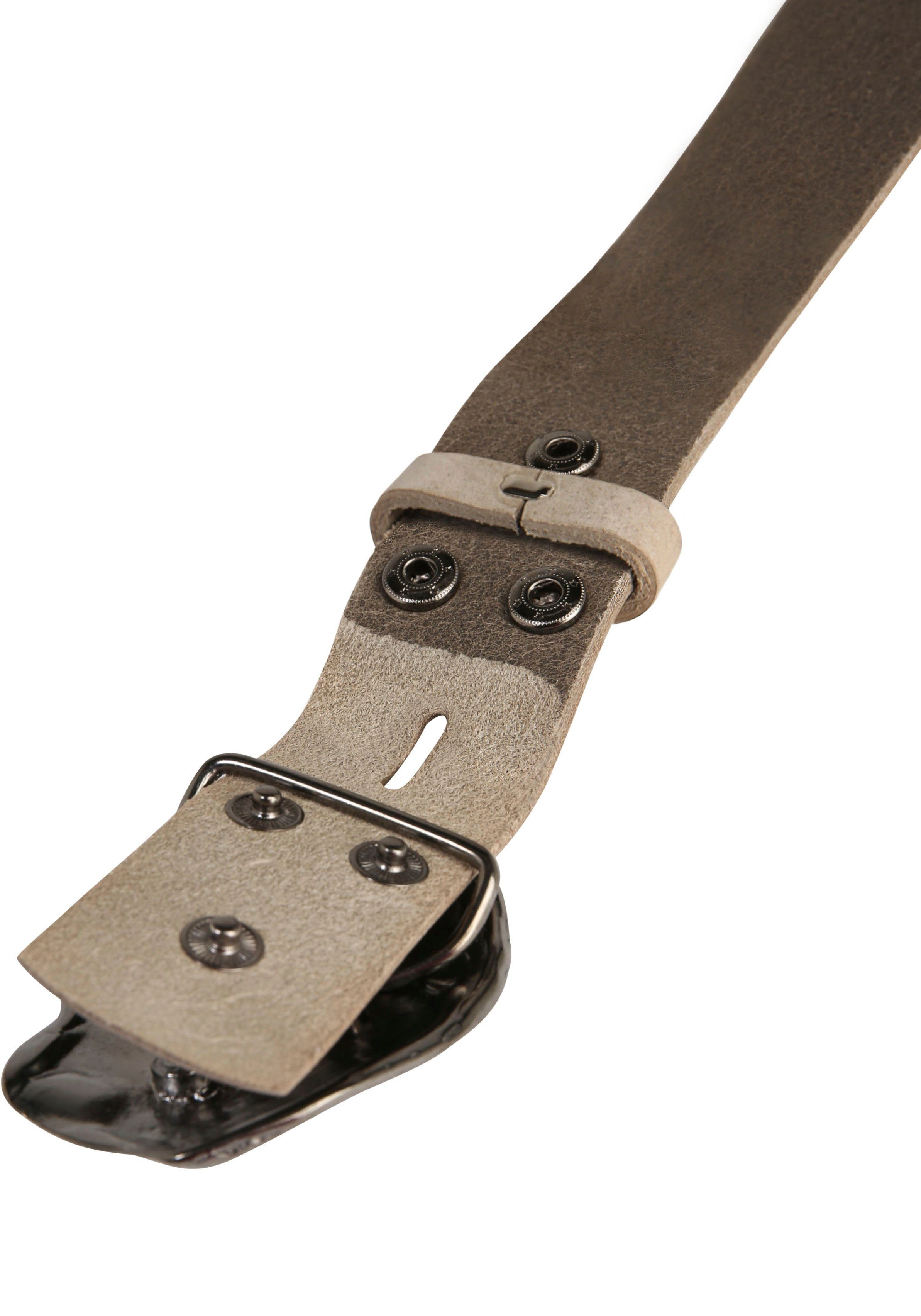 RETTUNGSRING by showroom 019° Leren riem met verwisselbare sluiting "oester schelp zwart"