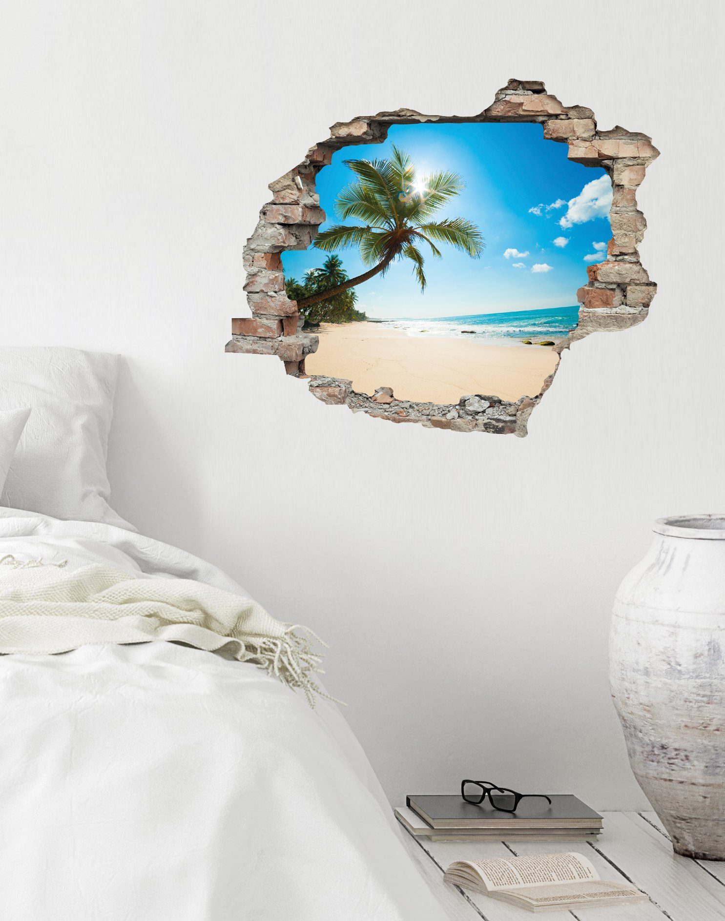 queence Wandfolie Paradijs Muursticker, muurdecoratie, zelfklevend, 3D, muurdurchbraak (1 stuk)