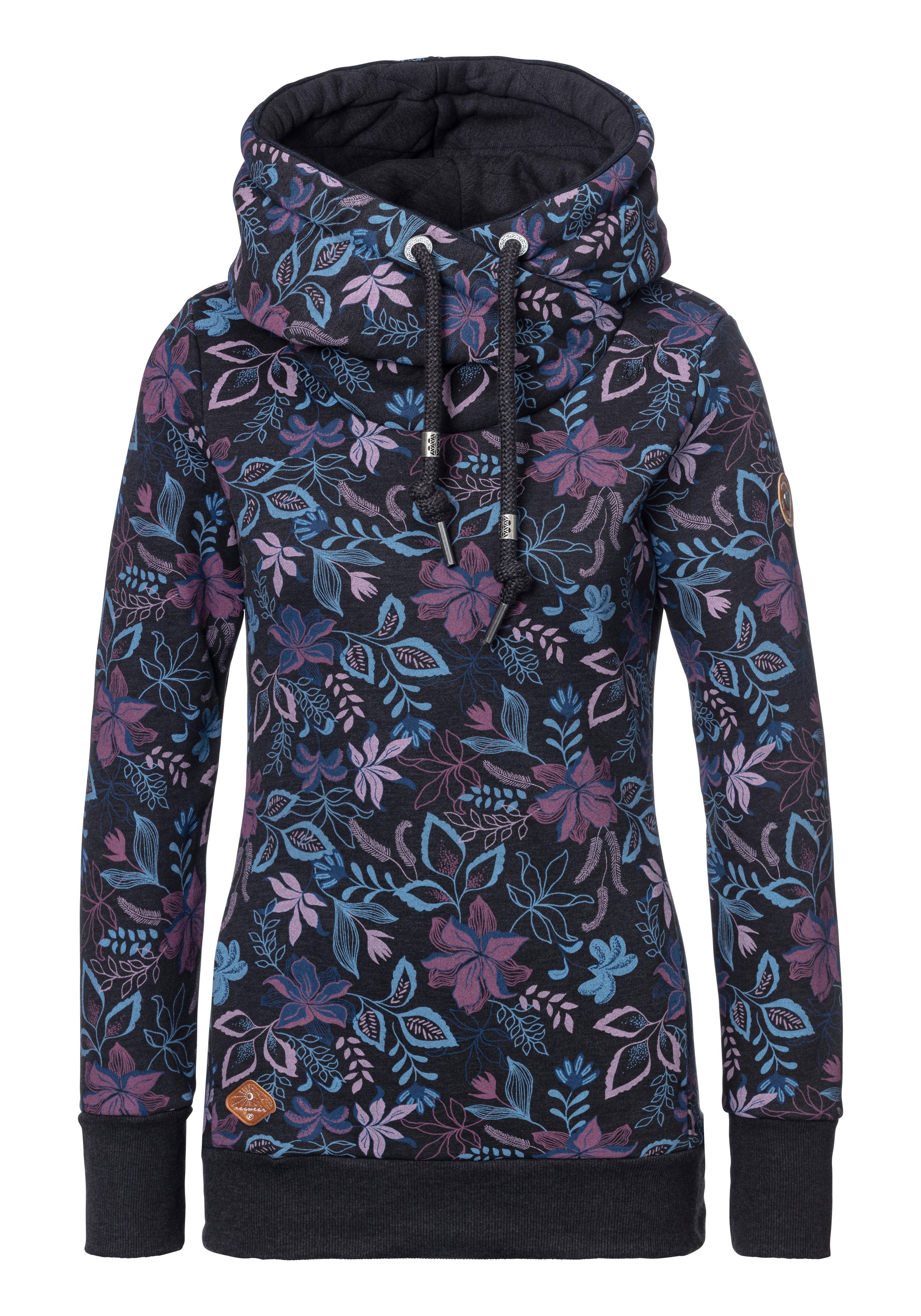 Ragwear Sweater GRIPY FLOWERS O Hoodie met gebloemde print all-over