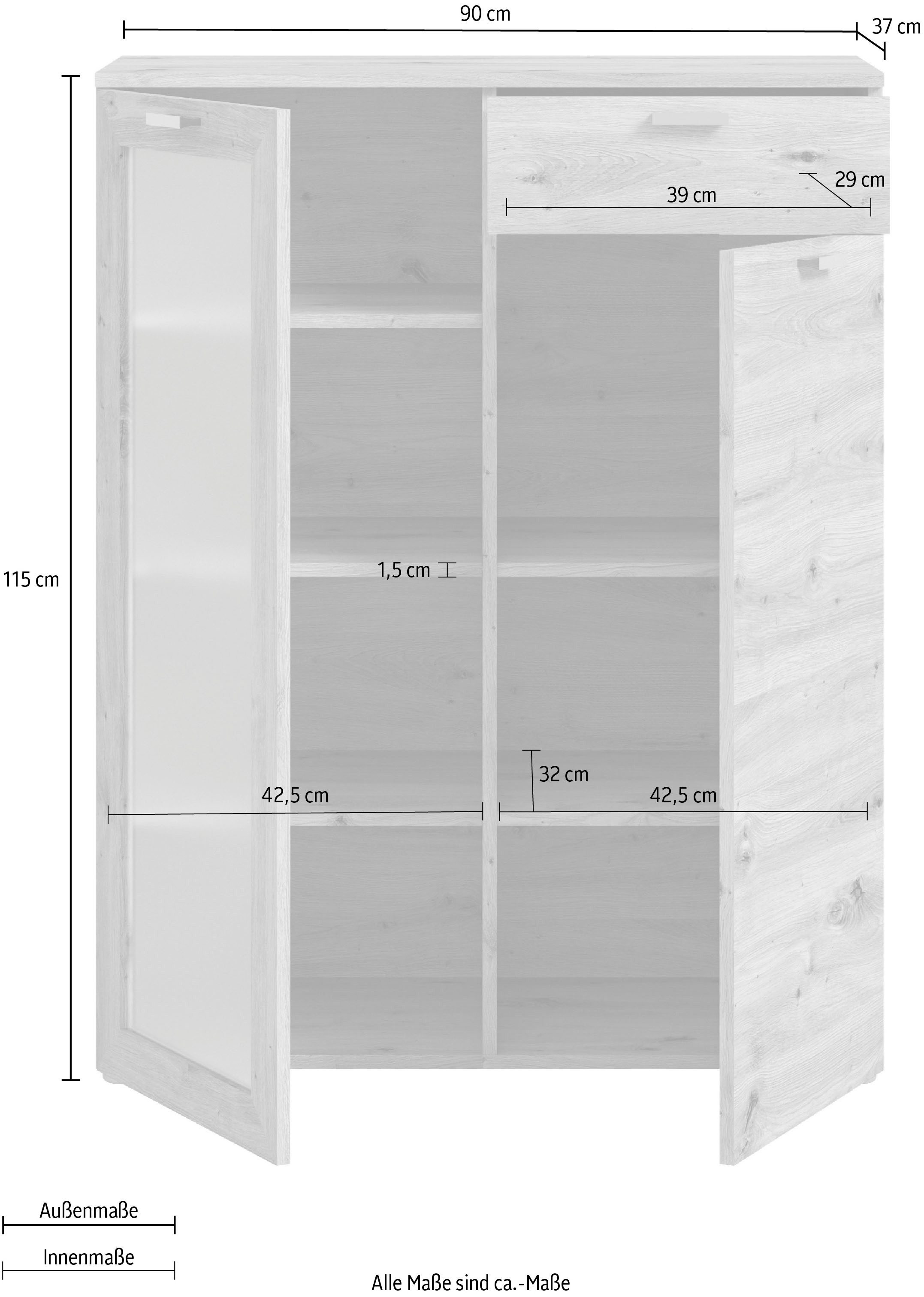 INOSIGN Highboard Onex, breedte 90 cm, met glazen deur, veelzijdig inzetbaar