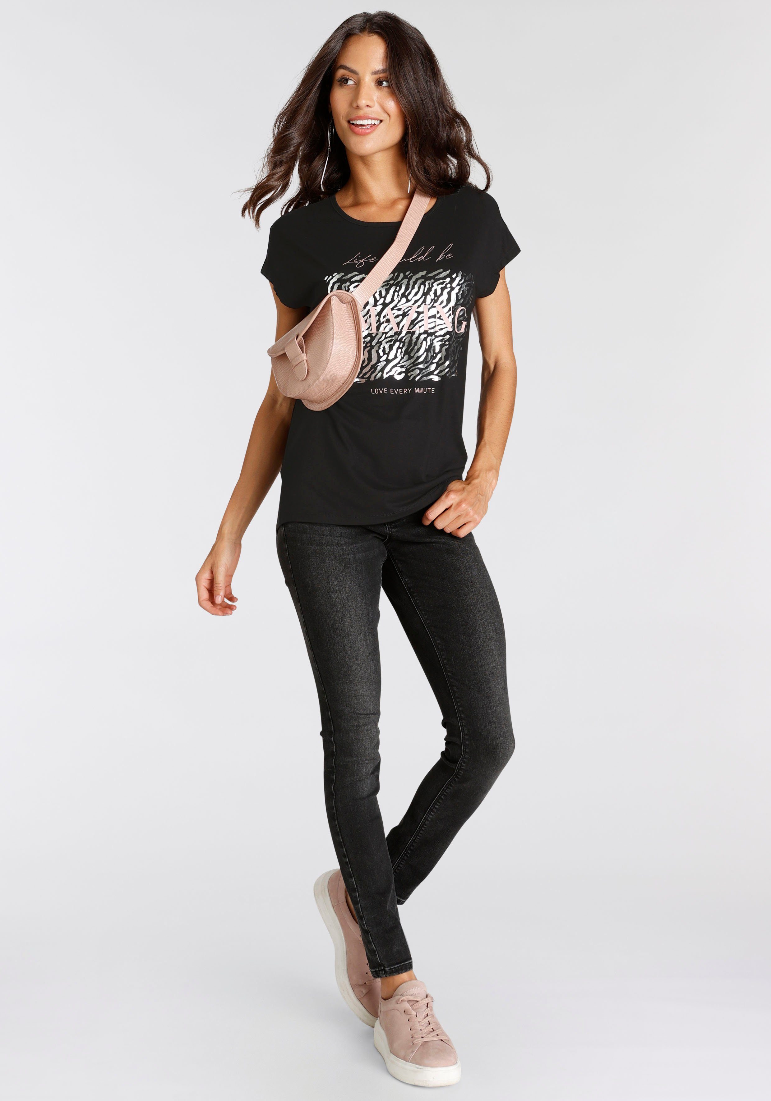 Laura Scott T-shirt figuurvolgende pasvorm, bedrukt, ronde hals