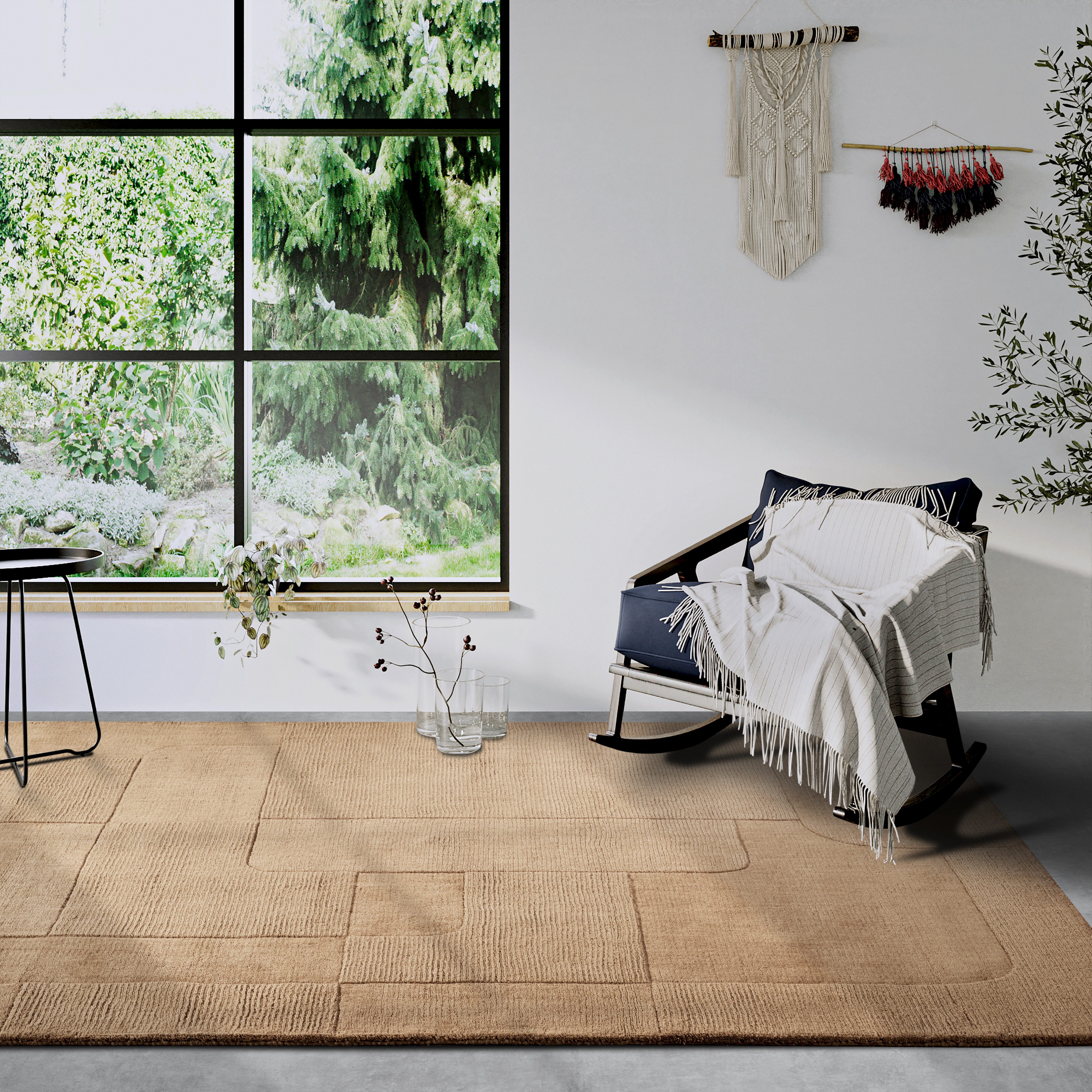 Villeroy & Boch Wollen kleed Charlotte Loper, handgeweven, wol, natuur, loper, woonkamer, geometrie
