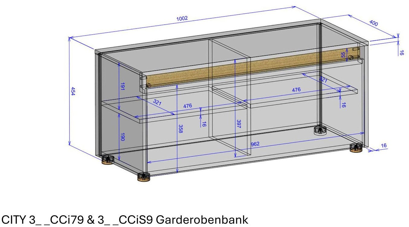 INOSIGN Schoenenbank GIRON/ CiTY, Schoenkast met klep, Zitbank in Wotan Eik