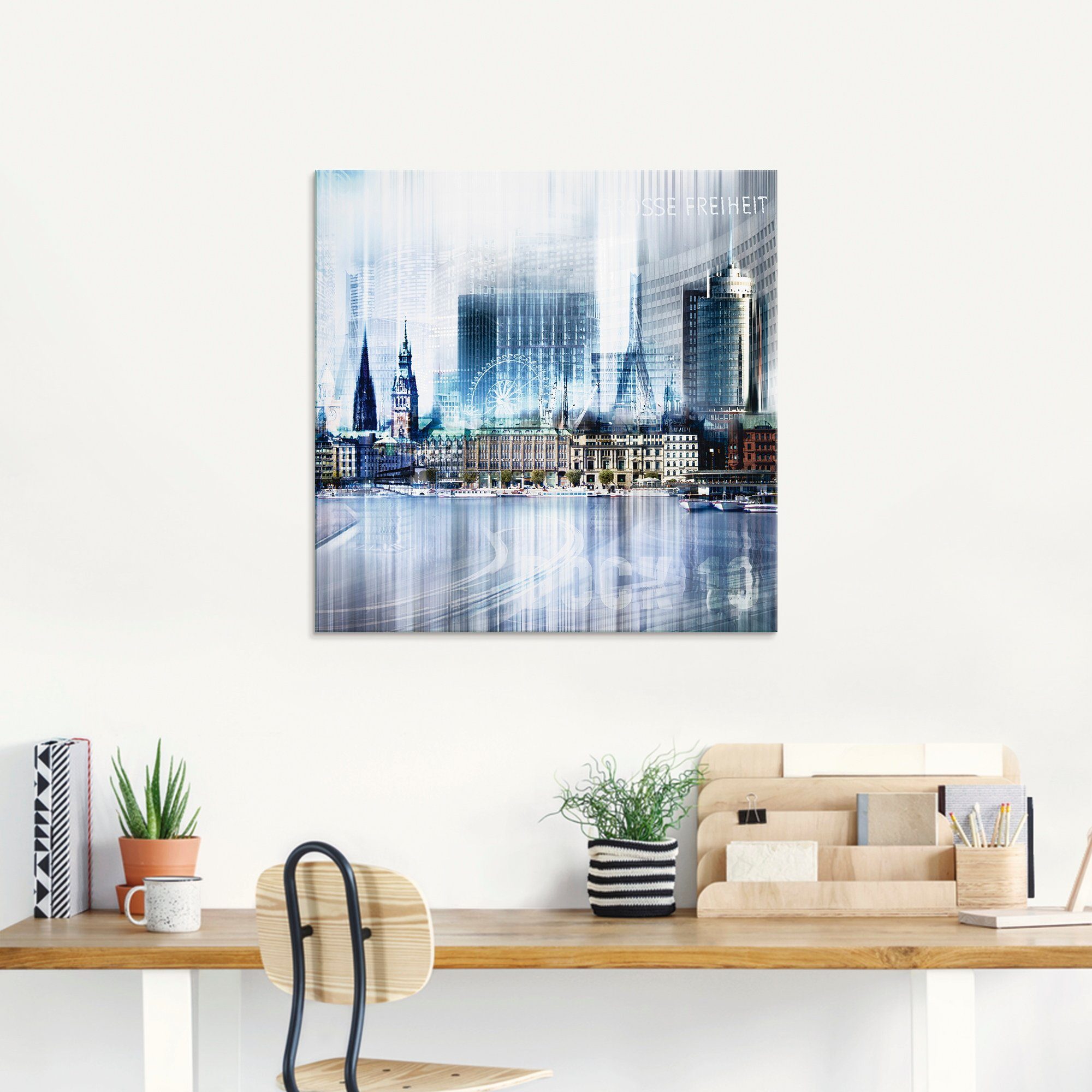 Artland Print op glas Hamburg Abstracte collage