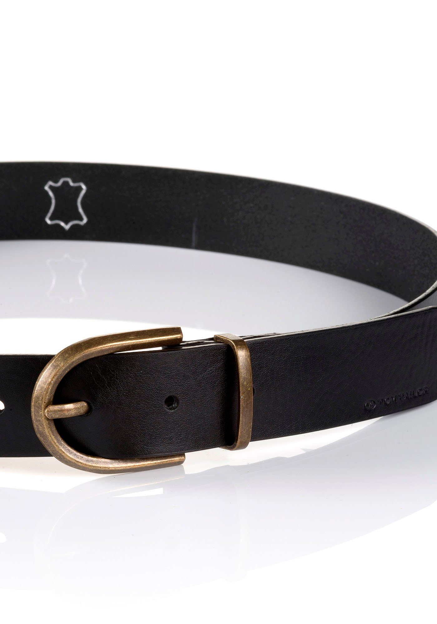 Tom Tailor Leren riem TTSYLKE 3 cm brede damesriem, sluiting in vintage-look, puur leer