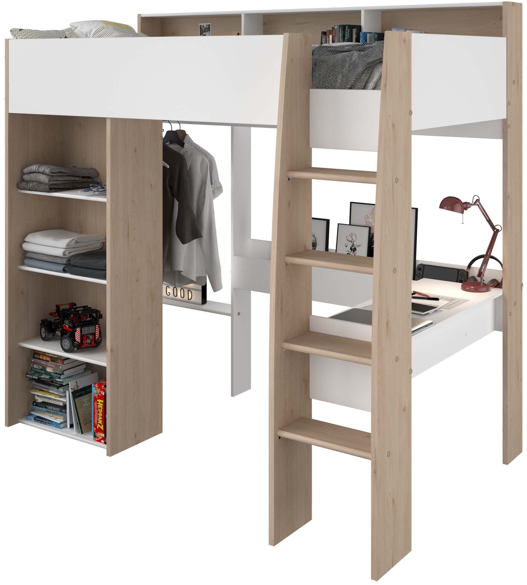 Parisot Hoogslaper Shelter 11 geïntegreerd bureau, ladder, rek, kledingstang, planken (1 stuk)