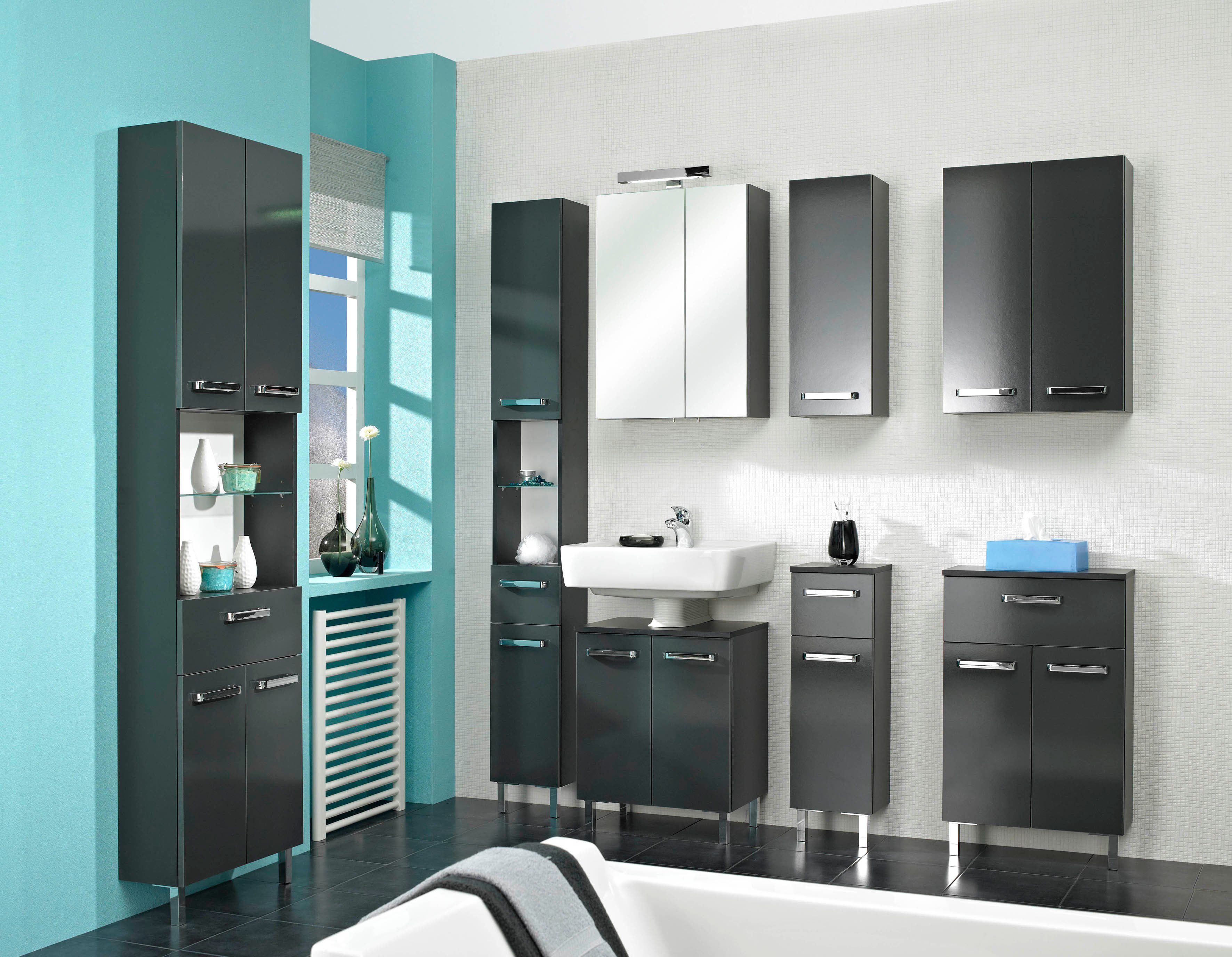 Saphir Onderkast Quickset badkamerkast met 2 deuren, 1 lade, 50 cm breed Badkamer-onderkast inclusief deurdemper, grepen in glanzend chroom