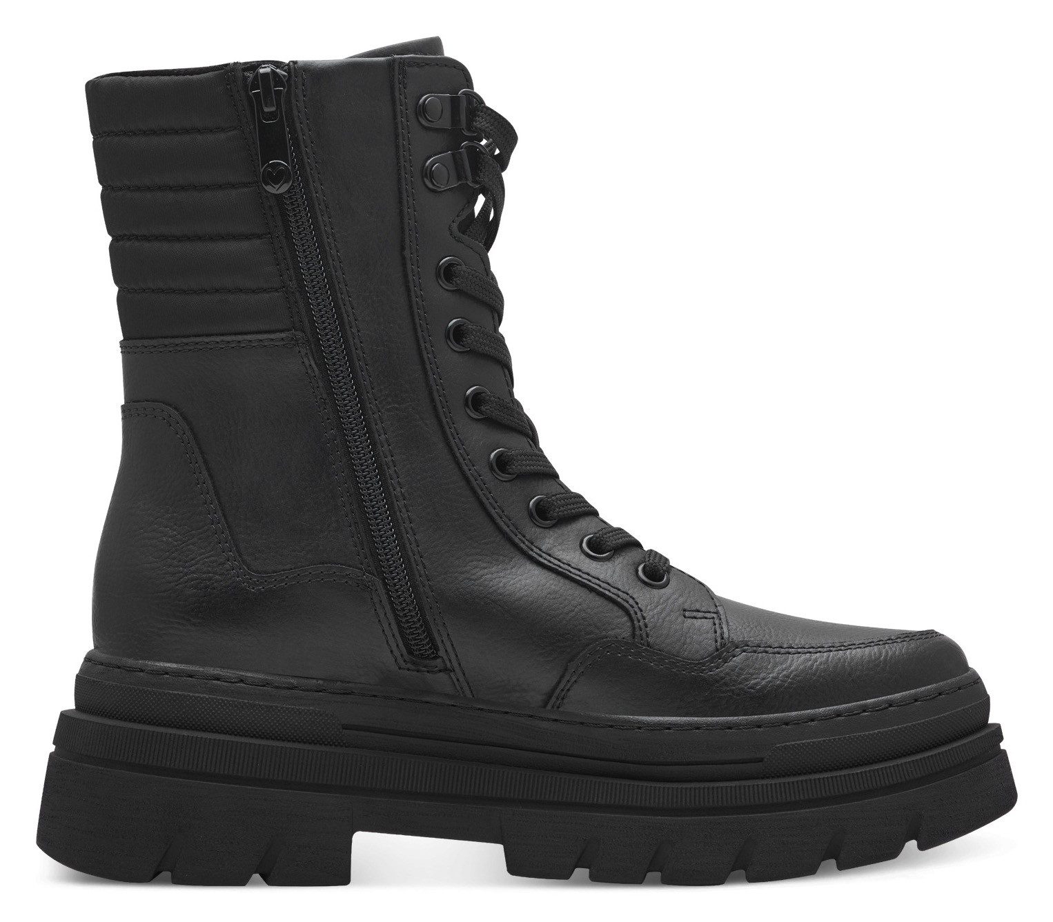 Marco Tozzi Winterlaarzen FREDO , plateau, bikerboots, veterschoenen, chunky boots, decoratieve naden