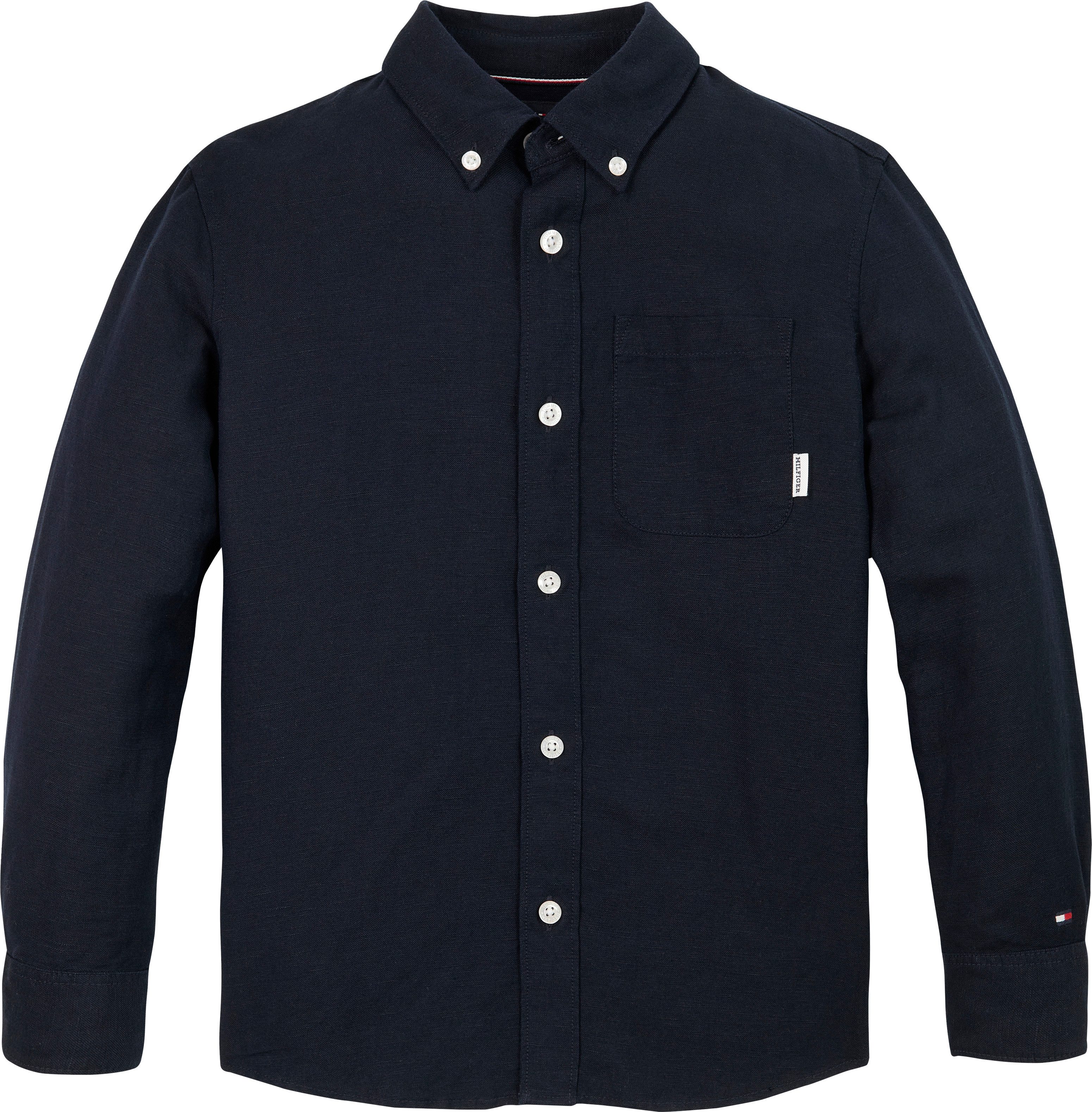Tommy Hilfiger Overhemd met lange mouwen LINEN BLEND RELAXED SHIRT LS met borstzak, logo-borduursel