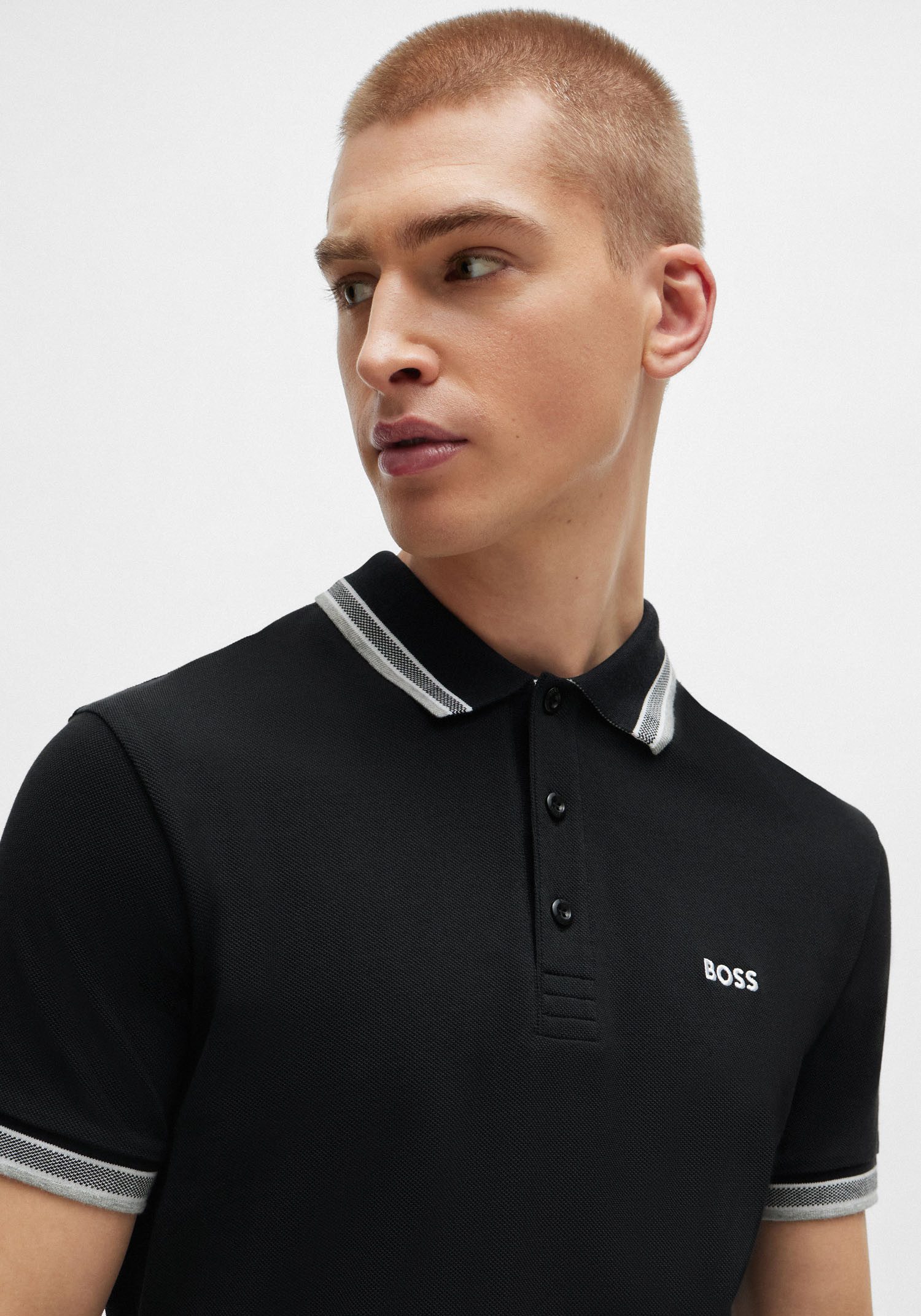 BOSS GREEN Poloshirt PADDY met contrasterende strepen aan de kraag
