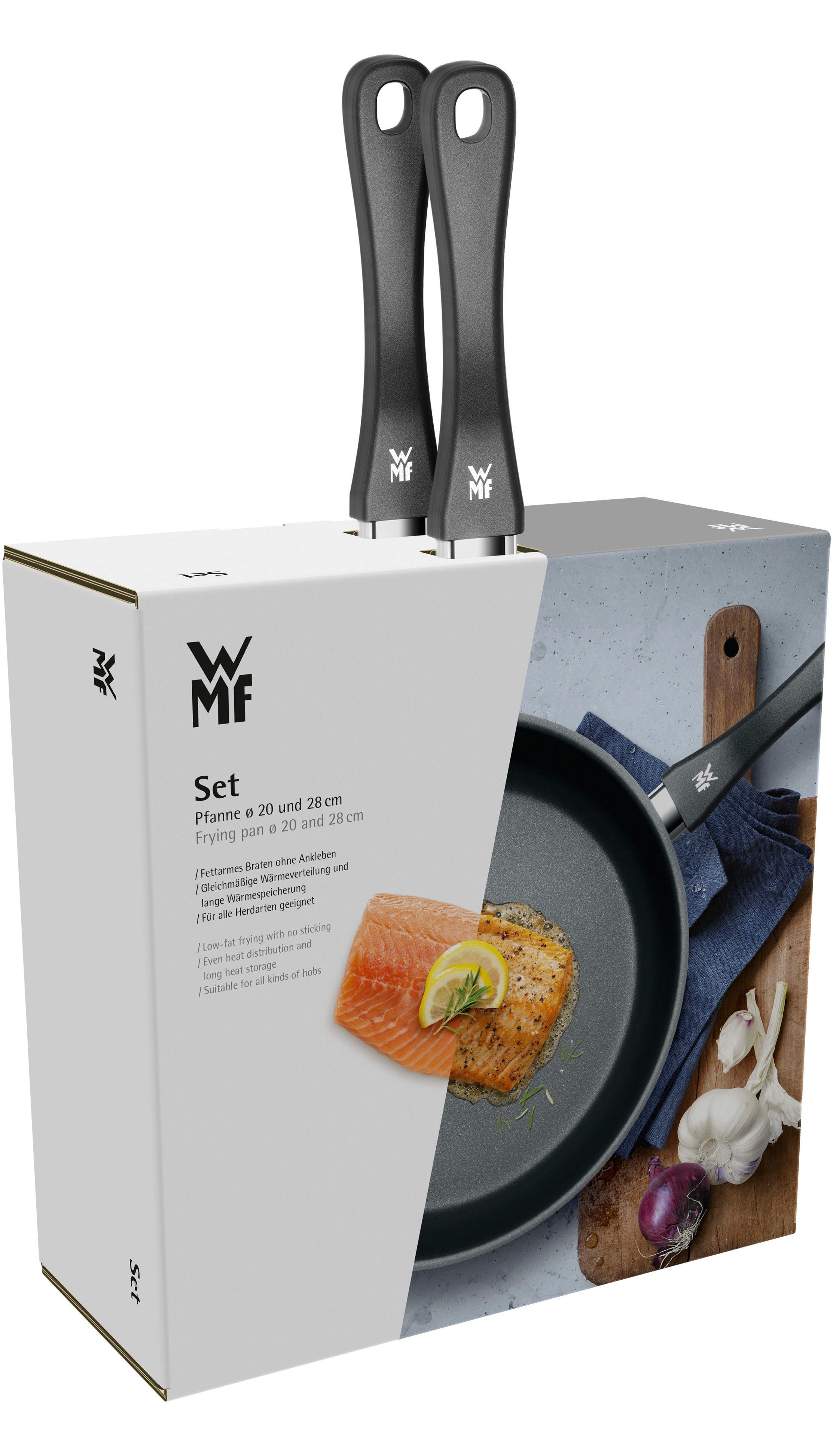 WMF Pannenset Devil koekenpan 28 cm + 20 cm Inductie, antiaanbaklaag, geschikt voor alle soorten fornuizen (set, 2-delig)