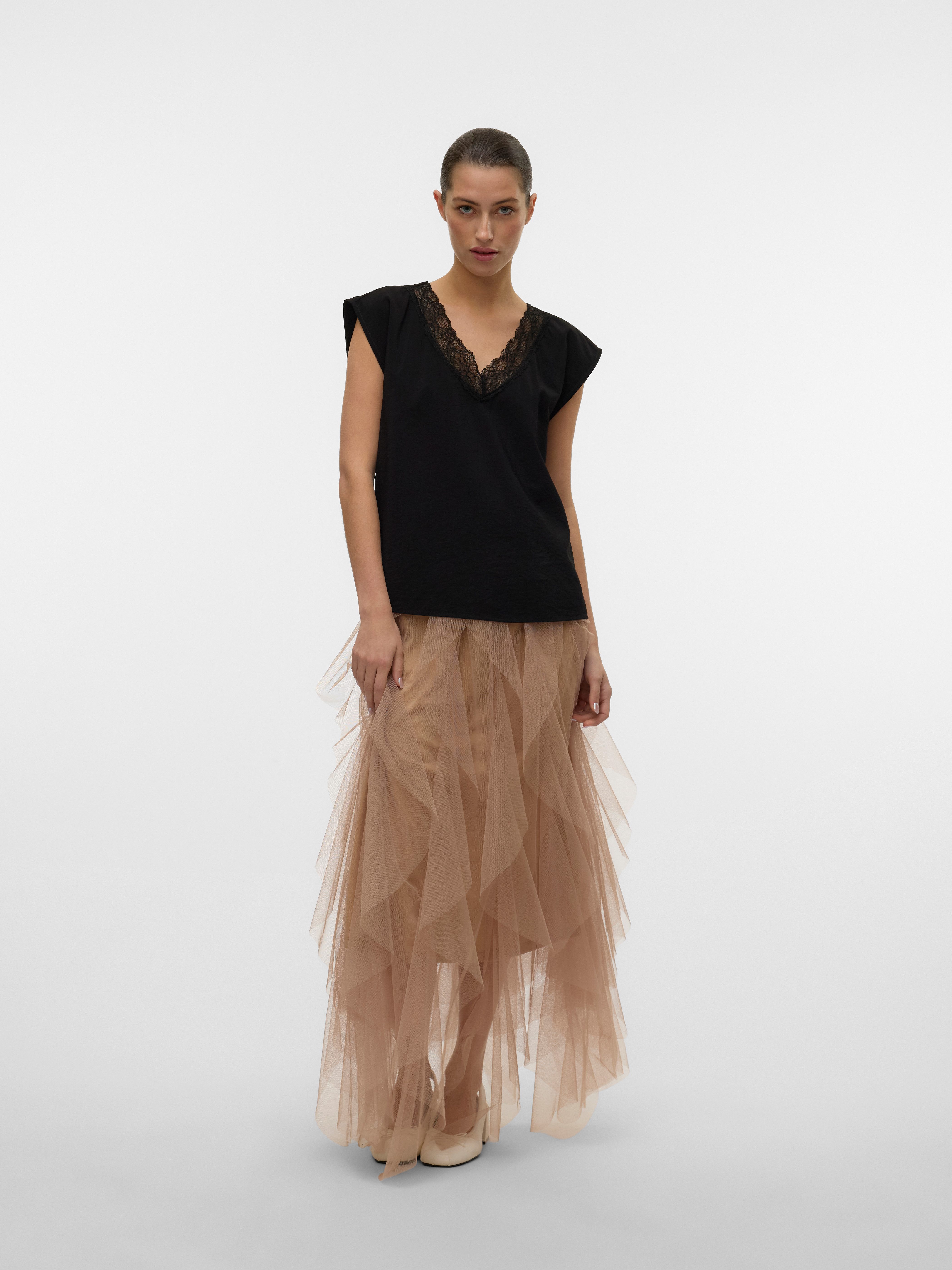 Vero Moda Kanten top VMSAFA SL V-NECK LACE TOP WVN GA NOOS