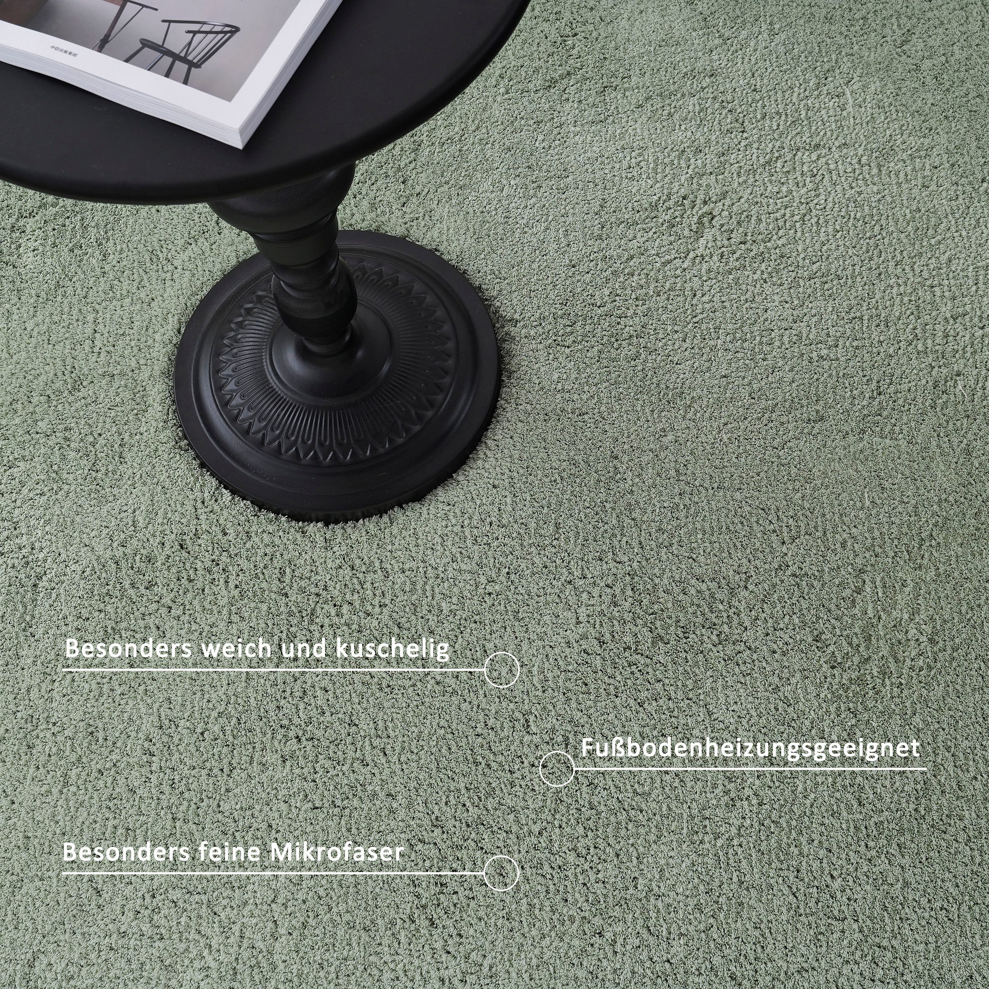 my home Hoogpolig vloerkleed Microvezeltapijt Magong, bijzonder zacht, zeer fijne pool uni, woonkamer, slaapkamer, kinderkamer, ook rond en als loper