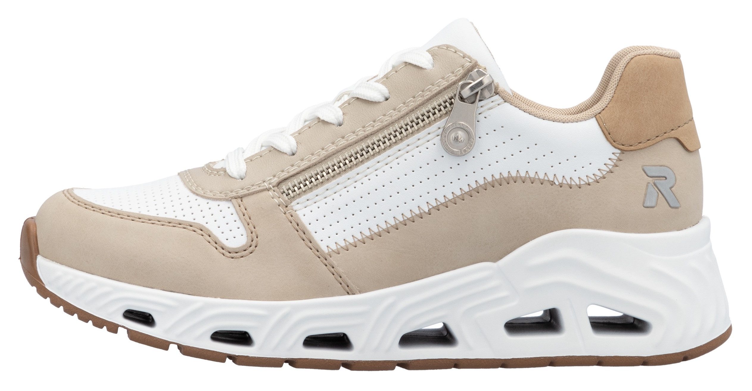 RIEKER Sport Sneakers met sleehak , veterschoenen, lage schoen, vrijetijdssneaker met rits