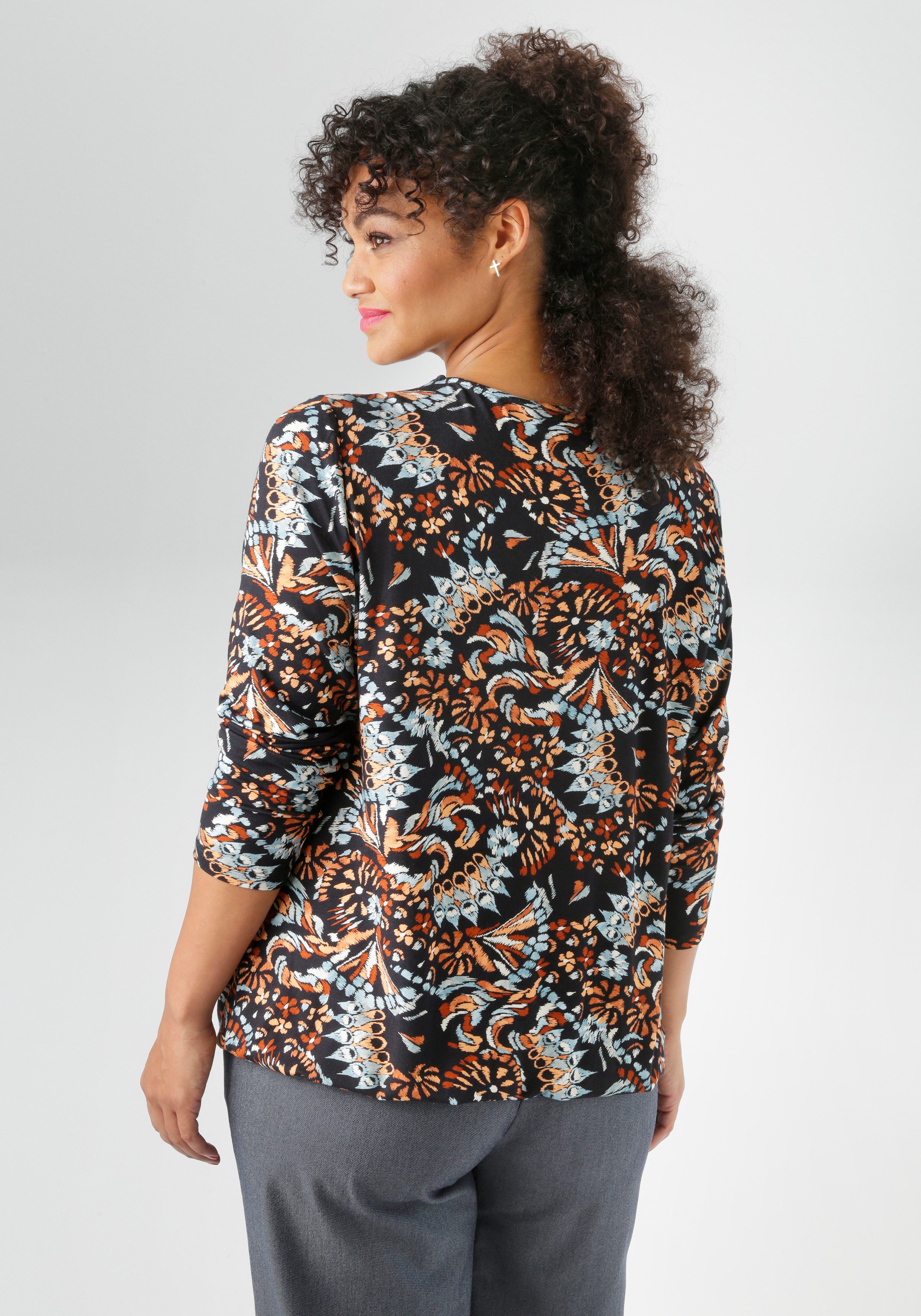 Aniston PLUS Shirt met lange mouwen met fantasierijke retroprint - nieuwe collectie