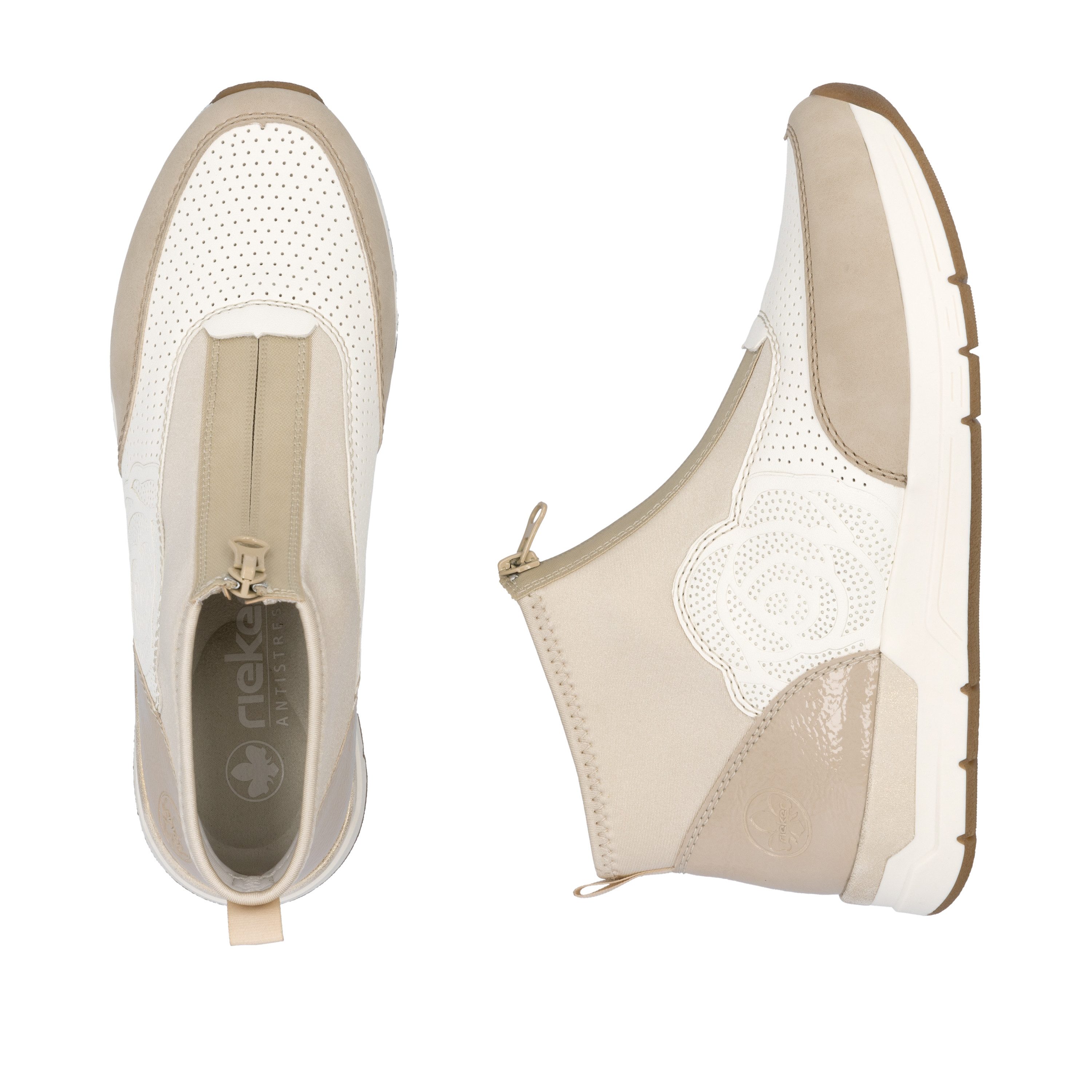Rieker Sneakers met sleehak , enkellaars, laarzen, rozenprint, met ritssluiting vooraan