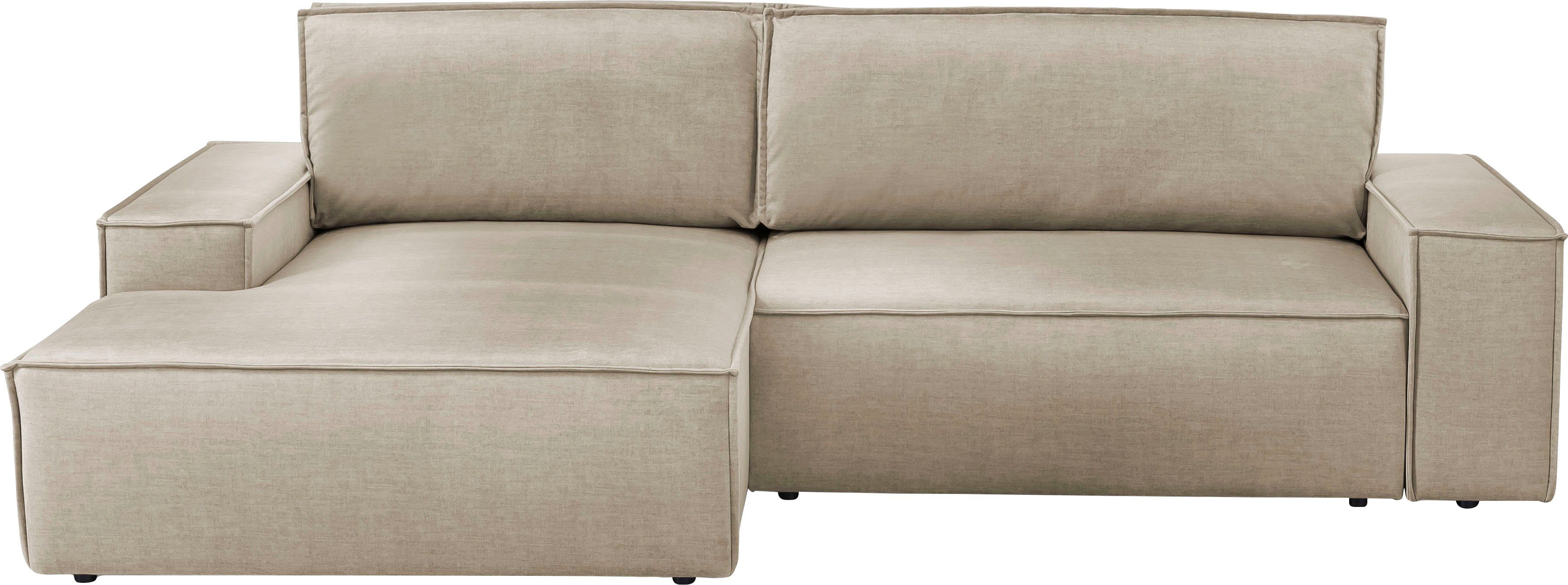 Home affaire Hoekbank SHERWOOD bedbank 267 cm, L-model, Slaapfunctie met bedlade (210x136 cm), cord, vintage, fluweel