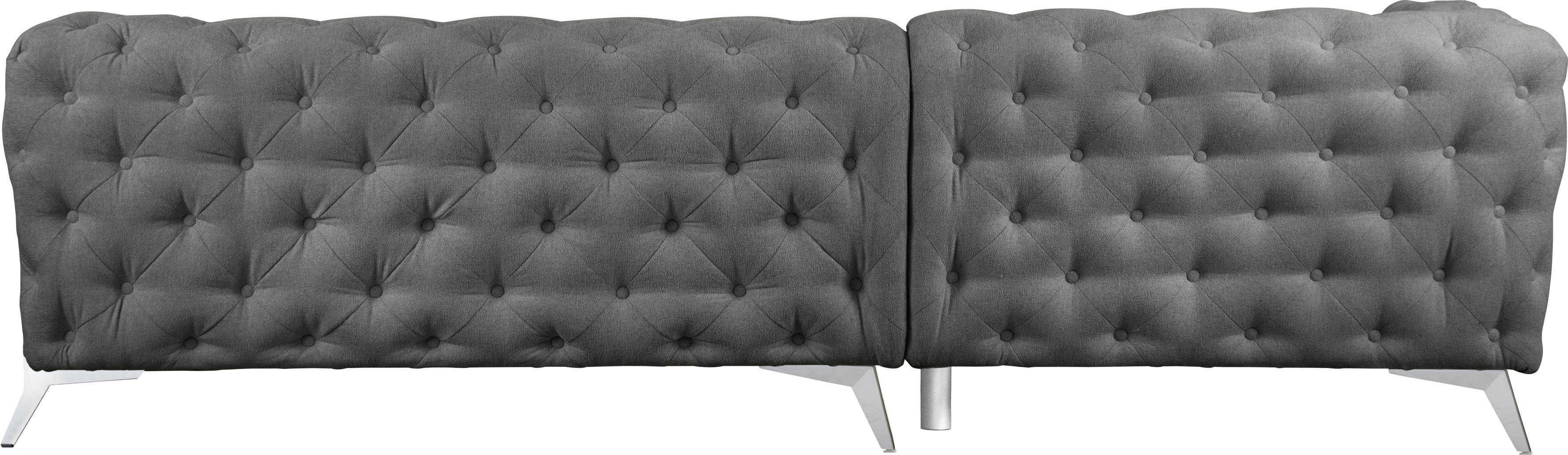 Leonique Chesterfield-bank Amaury L-vorm moderne chersterfield-look, breedte 262 cm, kleur van de poten ter keuze