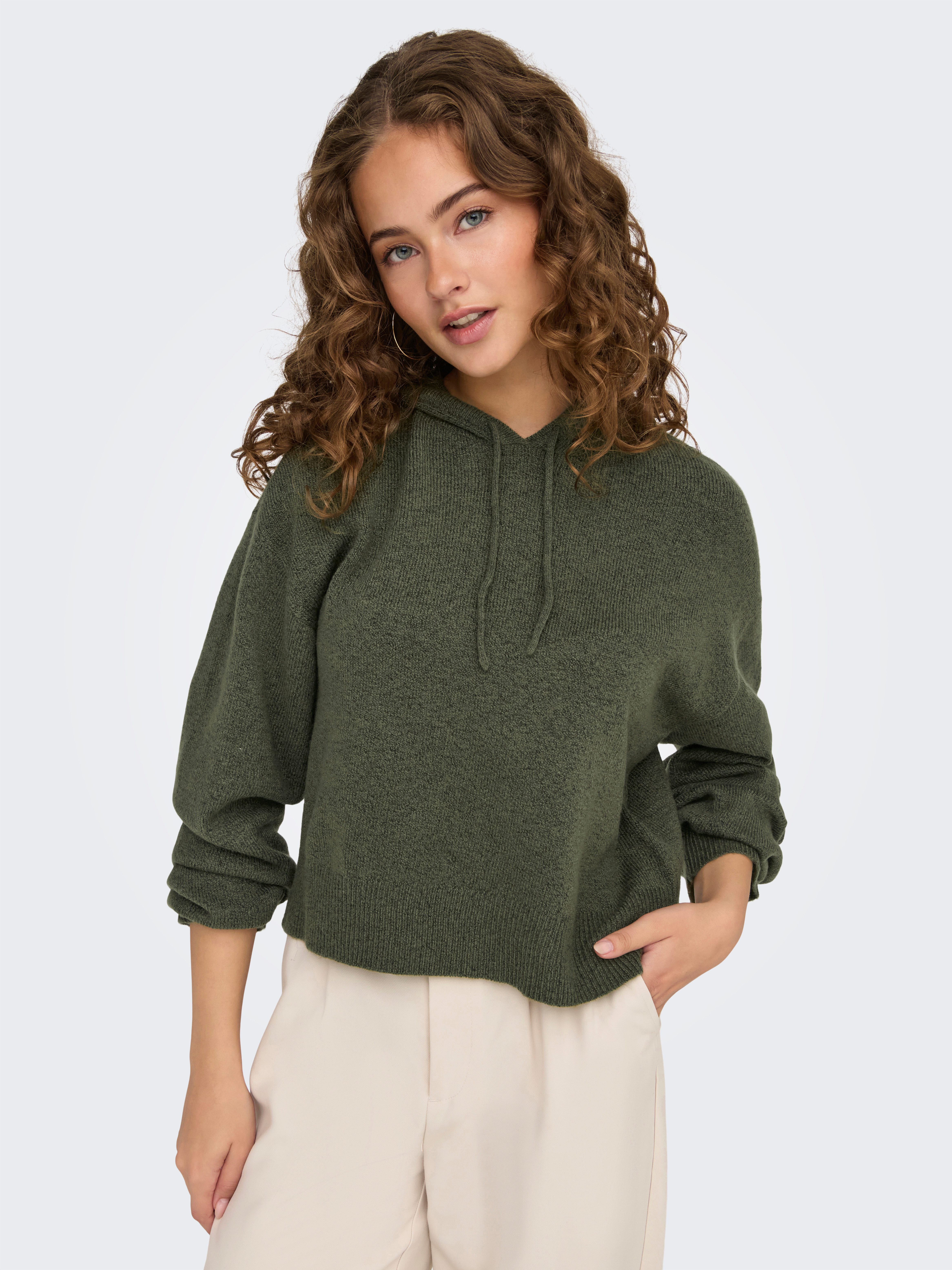 JDY Capuchontrui JDYRUE LIFE L/S SHORT HOOD PUL KNT NOOS