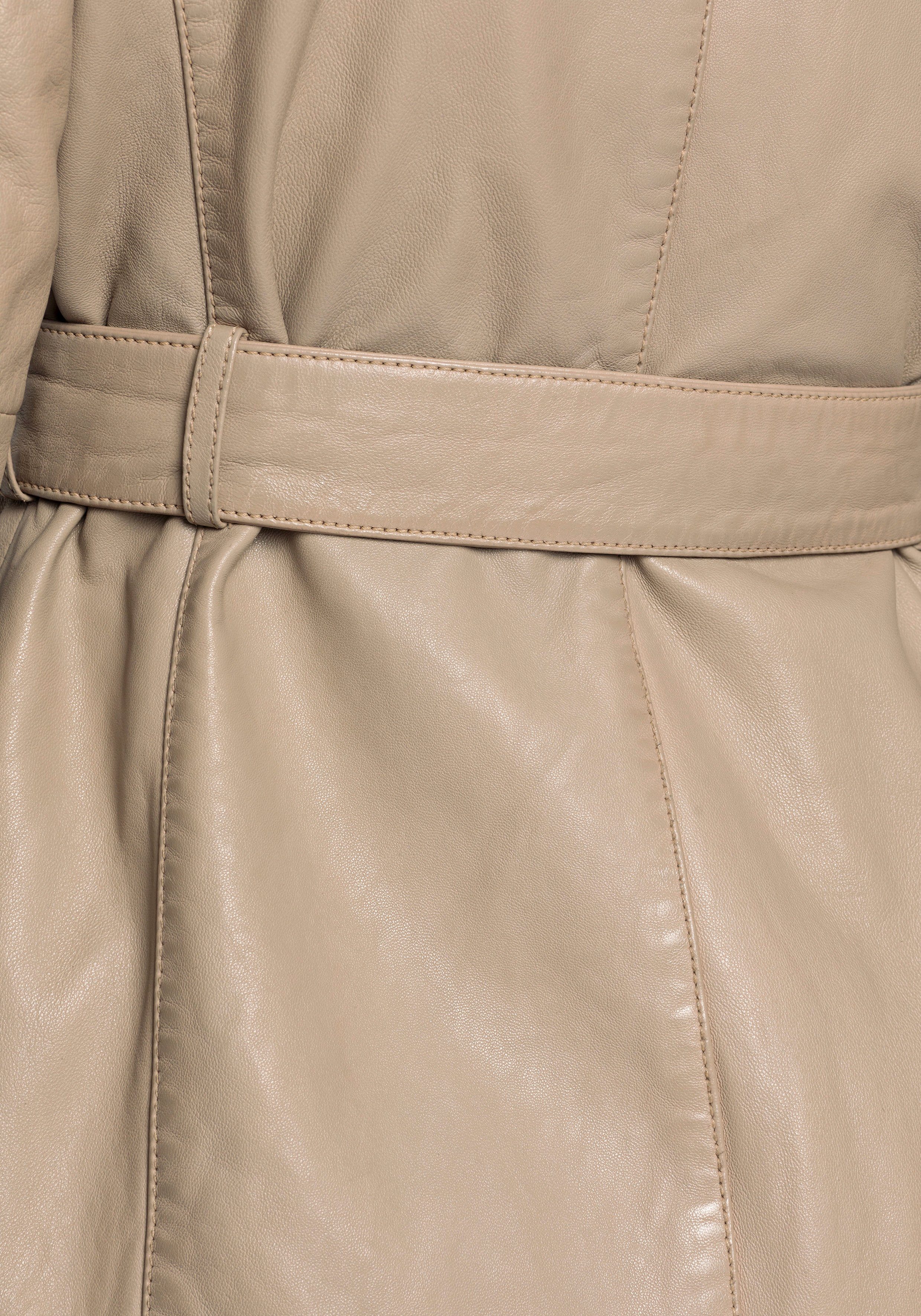 Mauritius Lange, leren jas GWTaruh OT elegante leren trenchcoat met bindceintuur (2-delig)