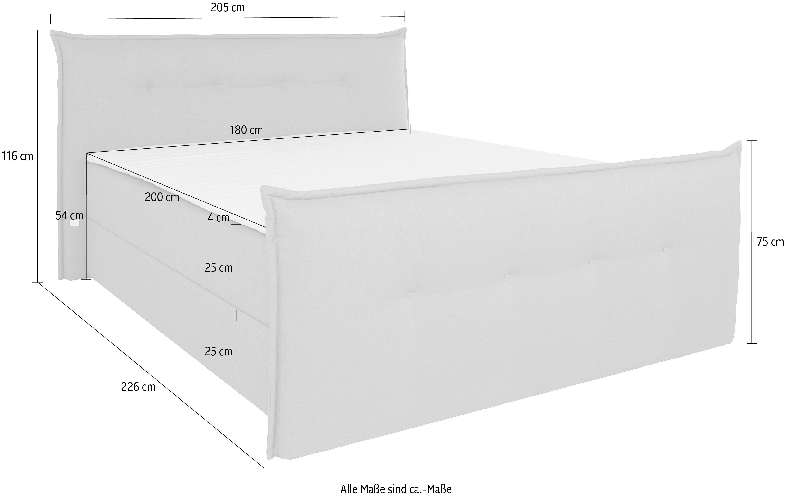 andas Boxspring Lichtgewicht inclusief voetbord, bedkist & topmatras, in 4 breedten en 2 hardheden