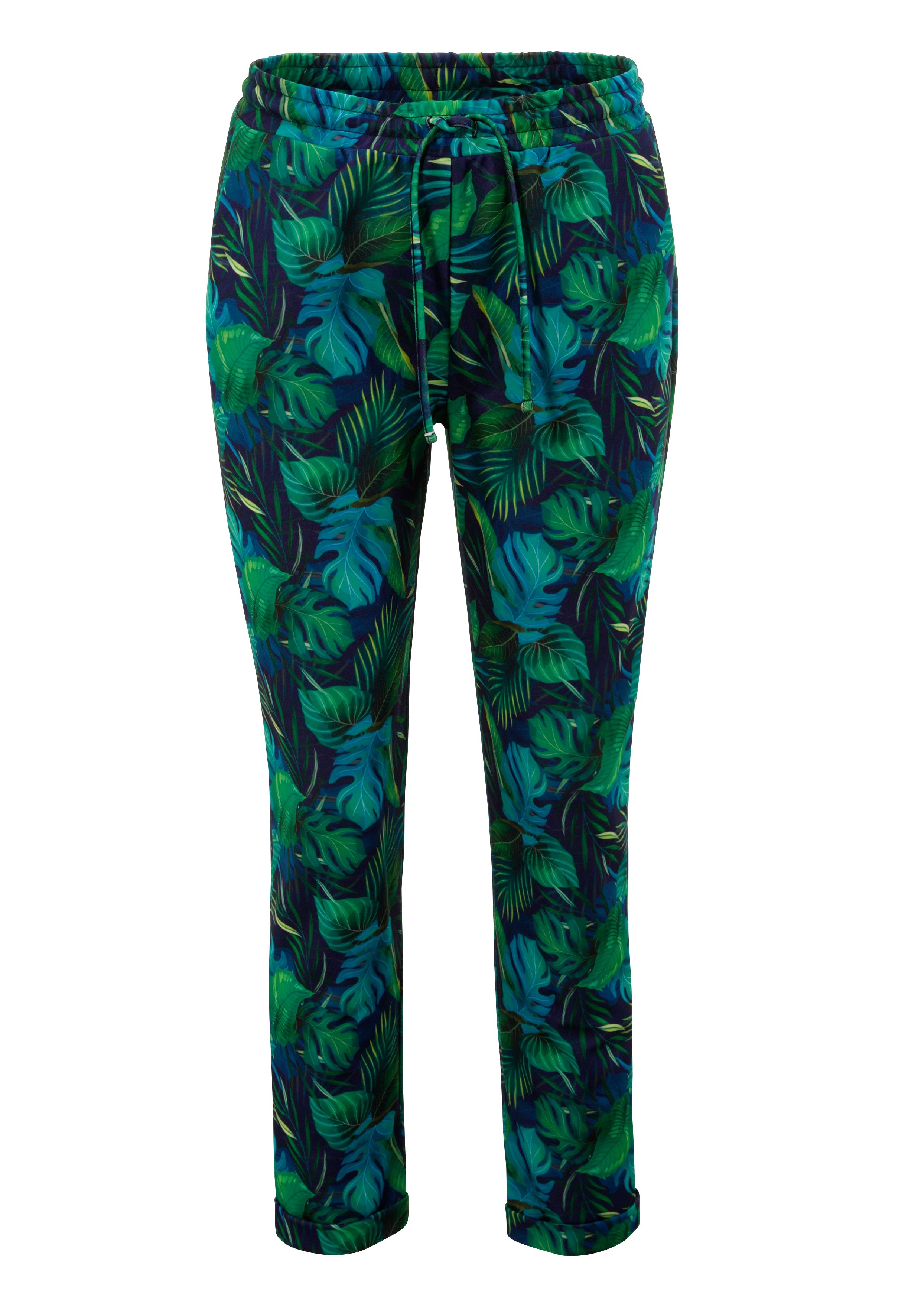 Aniston SELECTED Comfortbroek met grootschalig en abstract bladerenpatroon - nieuwe collectie