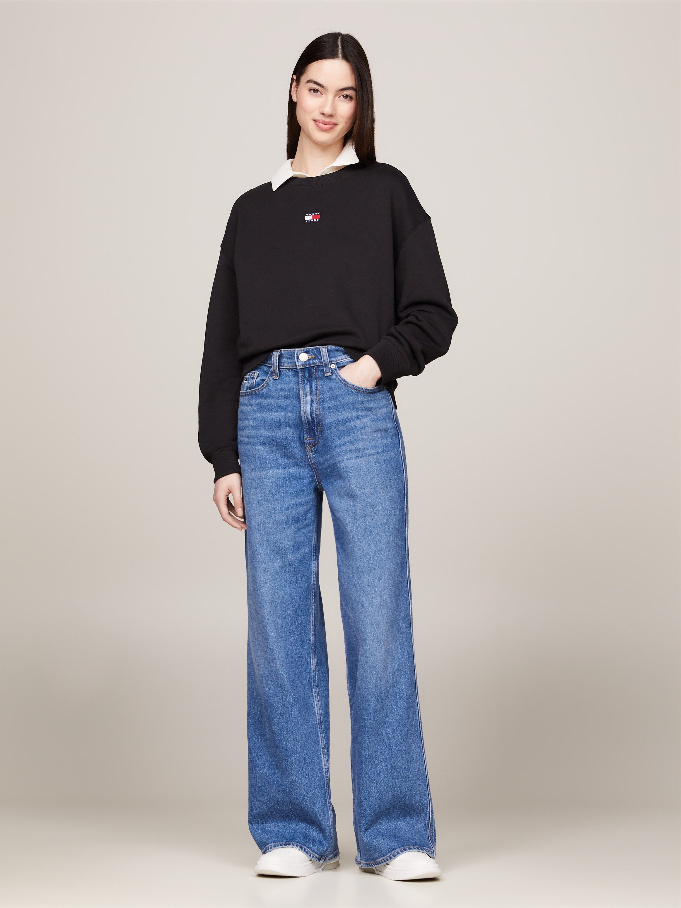 TOMMY JEANS Sweatshirt met drop-shoulder design en logo aan de voorkant