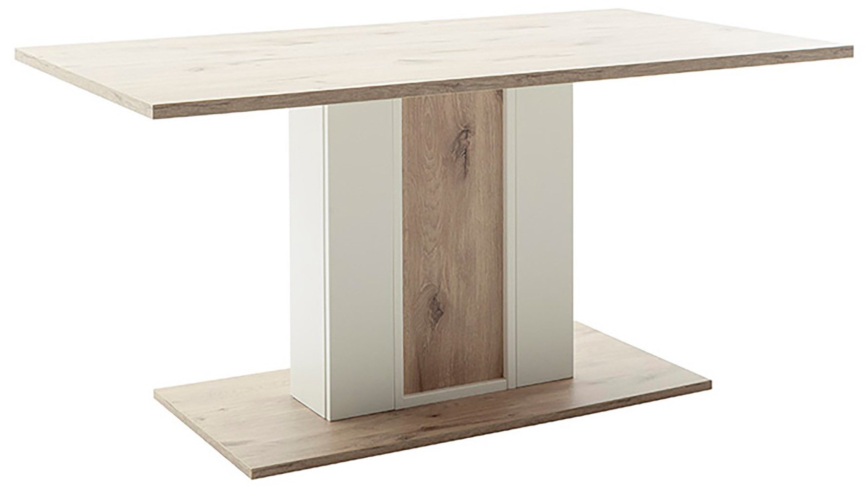 MCA furniture Kolom eettafel SANTERNO eettafel met voetplaat Tafel, soft white/viking eik, met zuil, belastbaar 50kg, breedte 160 cm