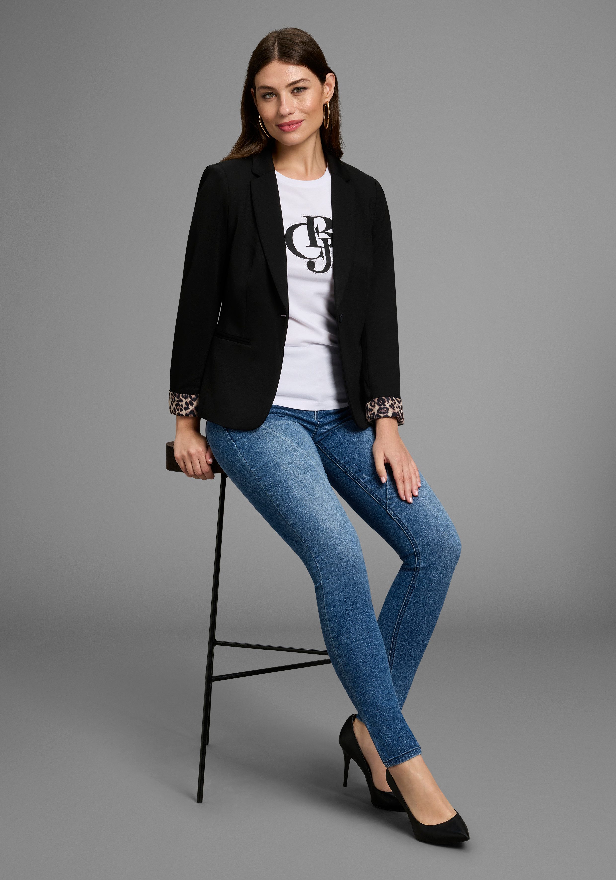 Bruno Banani Korte blazer Leeuwenprint voering