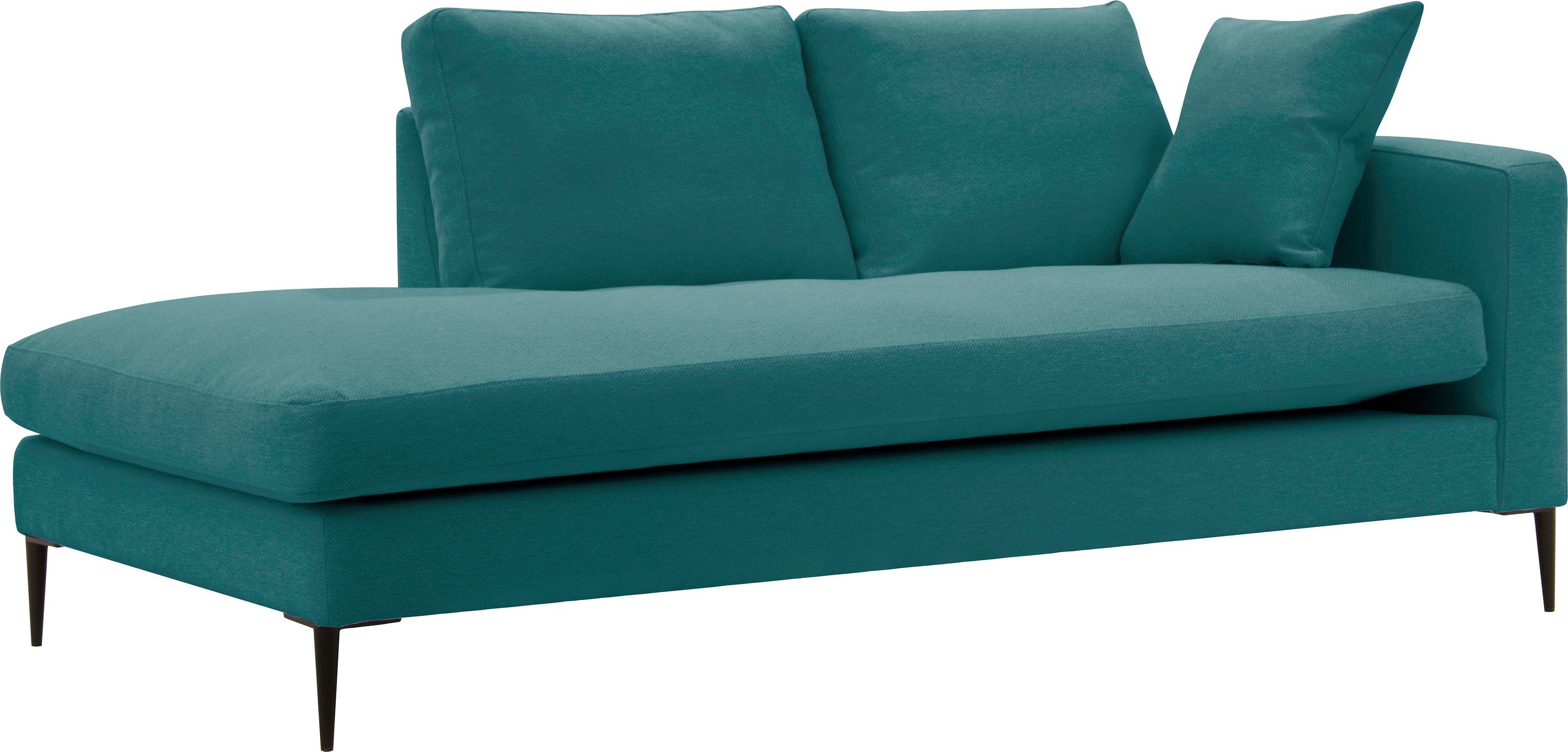 Leonique Récamier Cozy chaise longue, afmetingen B/D/H: 195/97/80 cm met los kussen en metalen poten, armleuning naar keuze links of rechts