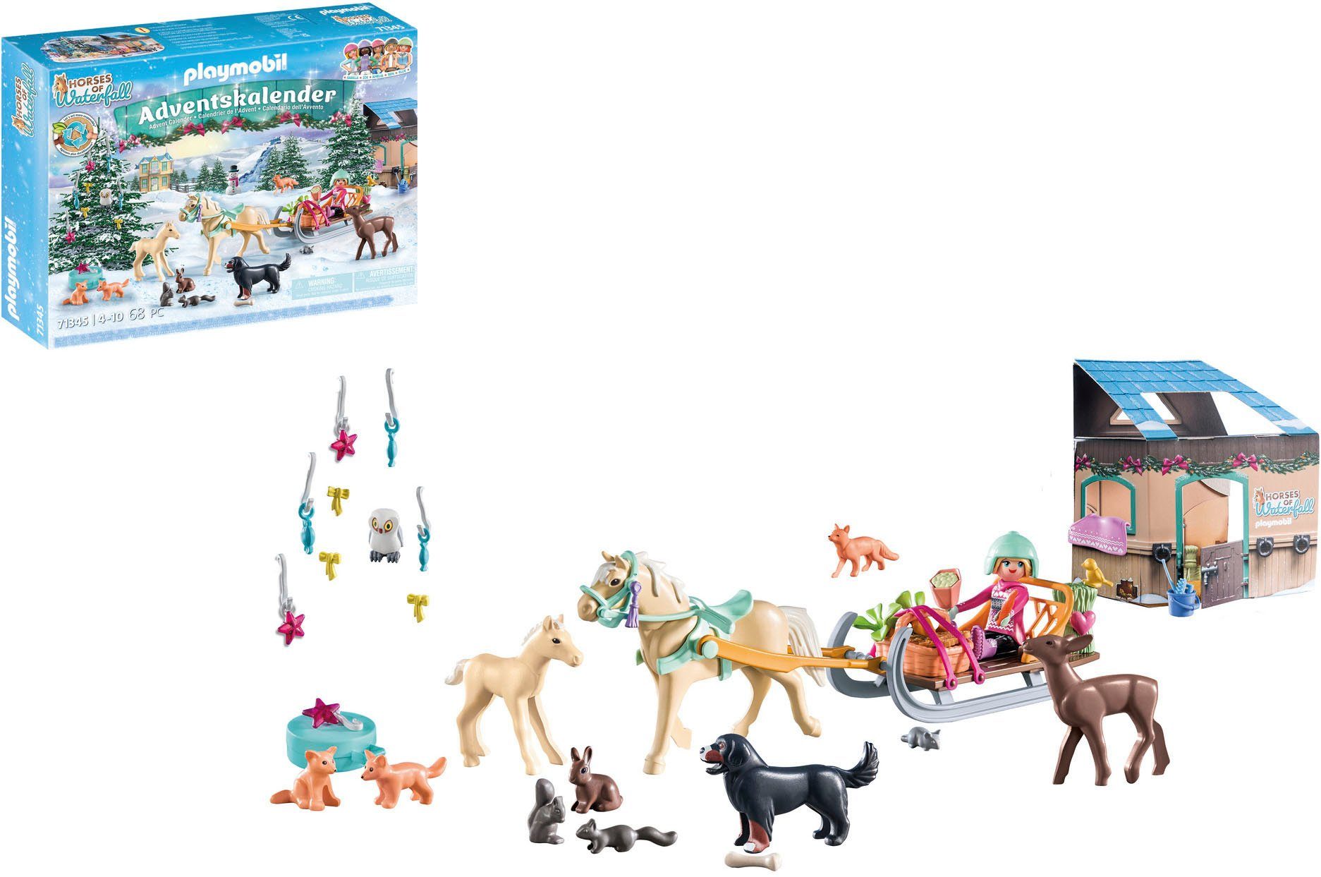 Playmobil® Speelgoed adventskalender Bouwstenen, Paarden: kerst sleerit (71345) Horses of Waterfall, gedeeltelijk van gerecycled materiaal