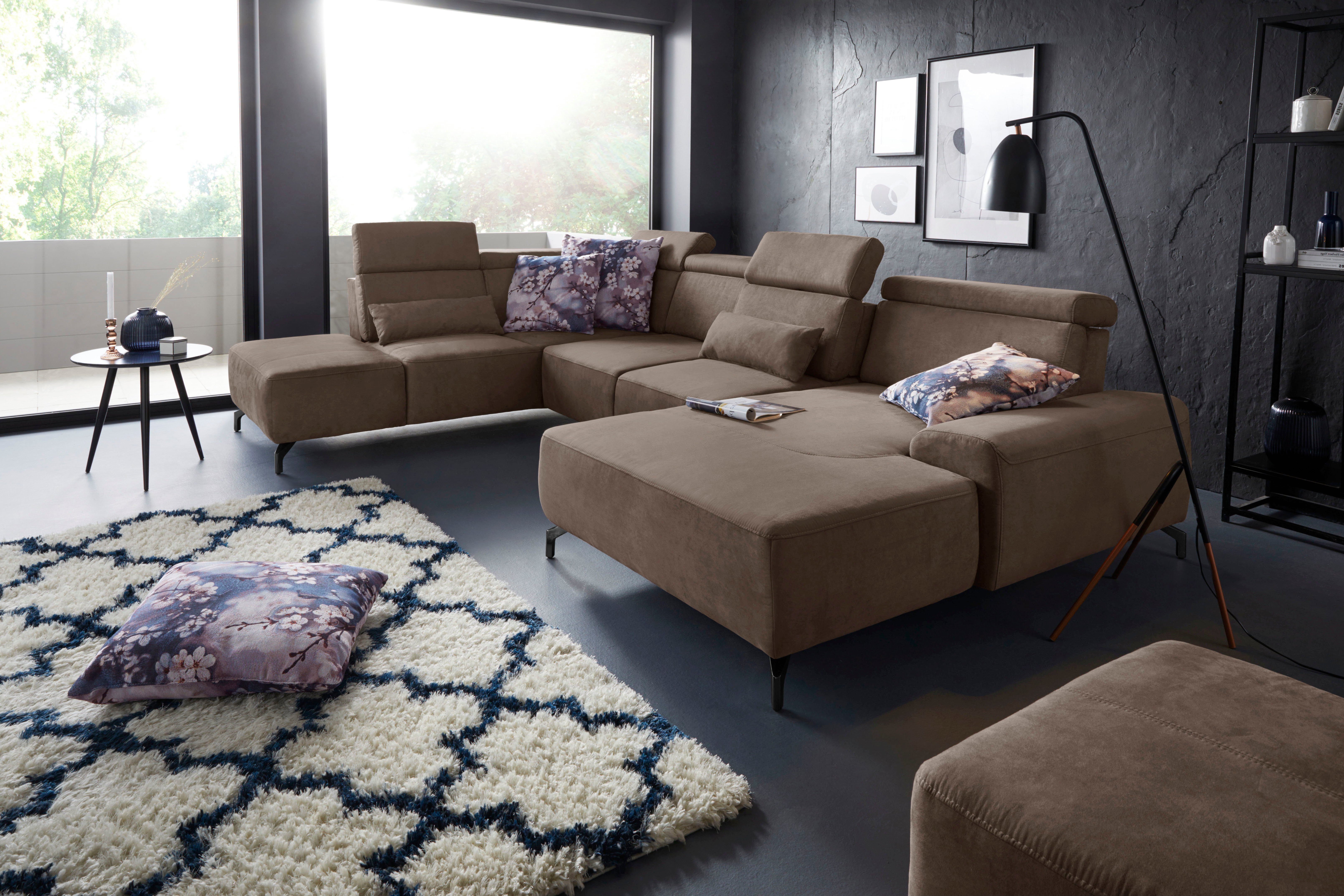 sit&more Zithoek Gizeh U-vorm 12 cm poothoogte, inclusief zitdiepteverstelling en verstelbare hoofdsteun