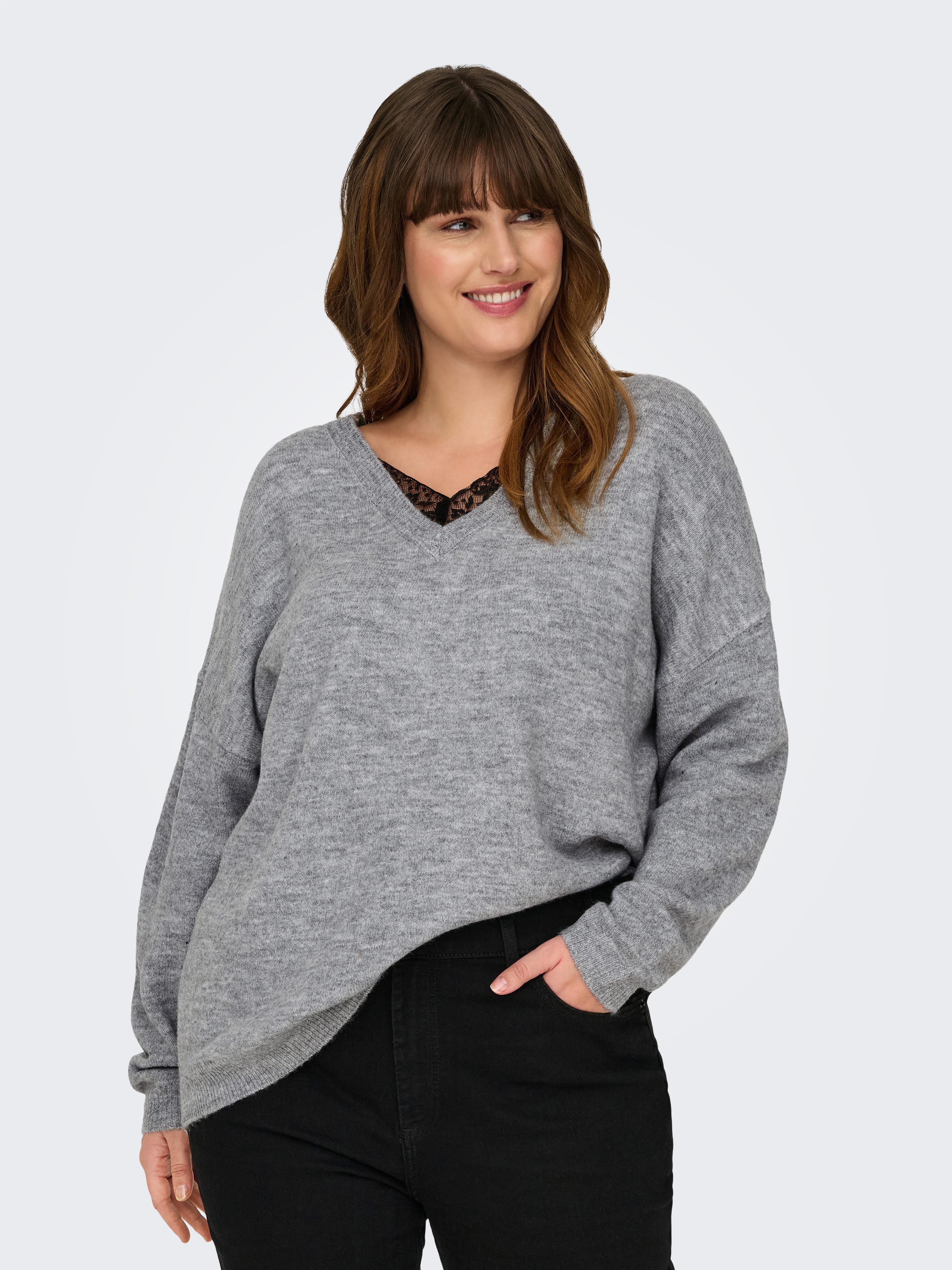 ONLY CARMAKOMA Gebreide trui CARMANIFESTA LS REVERS.PULLOVER KNT BF
